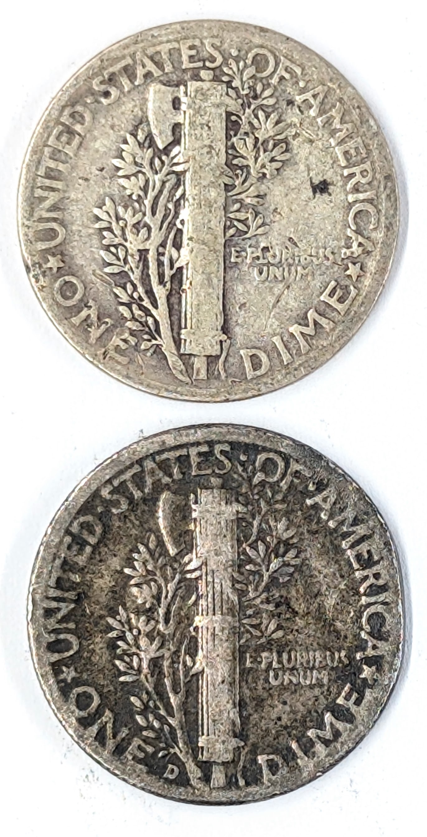 Lot of 2 Silver Mercury Dimes - 1941, 1944-D - 2