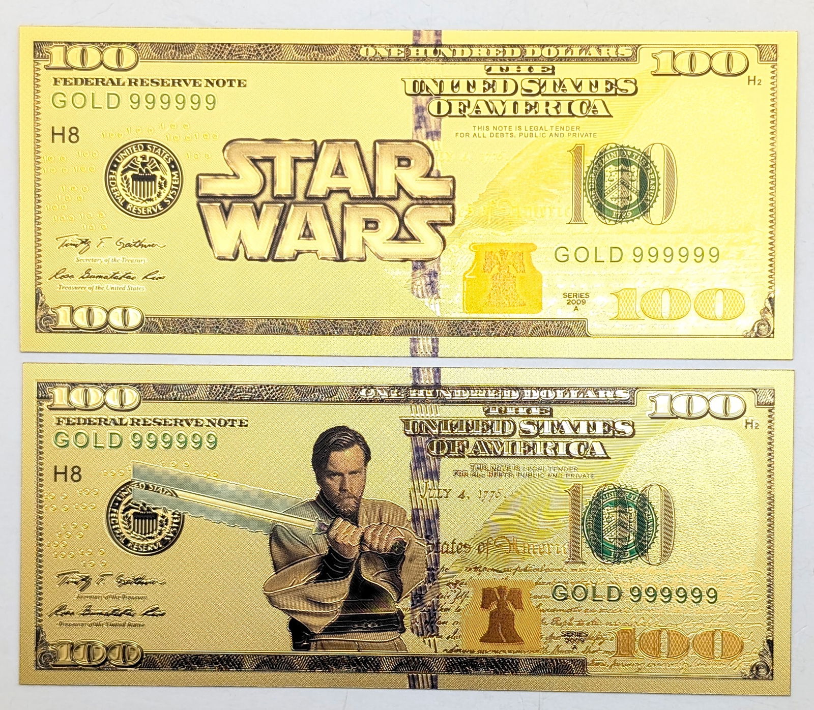 Lot of 2 Star Wars Gold foil $100 design (1 of 2)