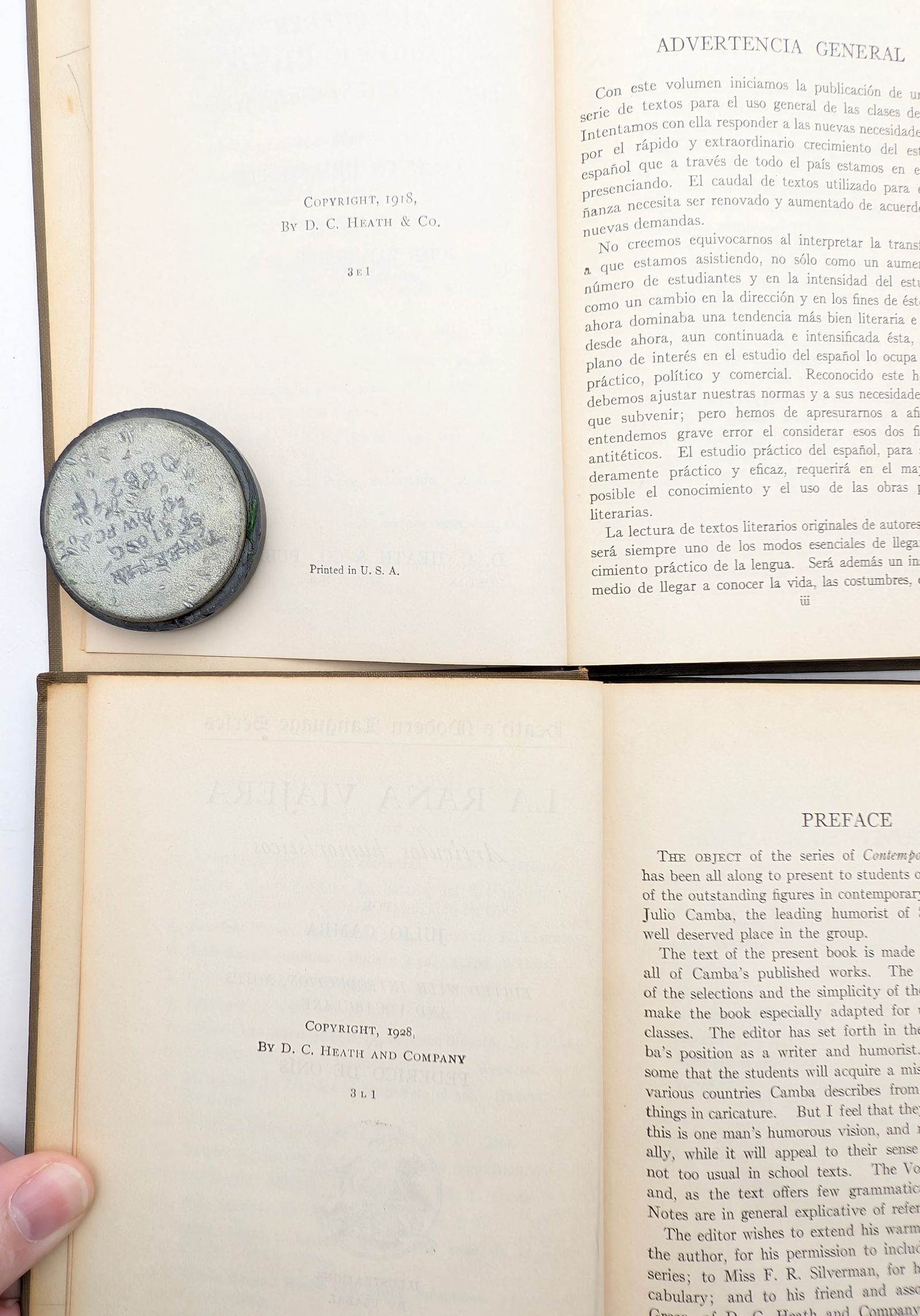 Lot of 2 Heath's Contemporary Spanish Texts La Rana Viajera, Tres Comedias - 2