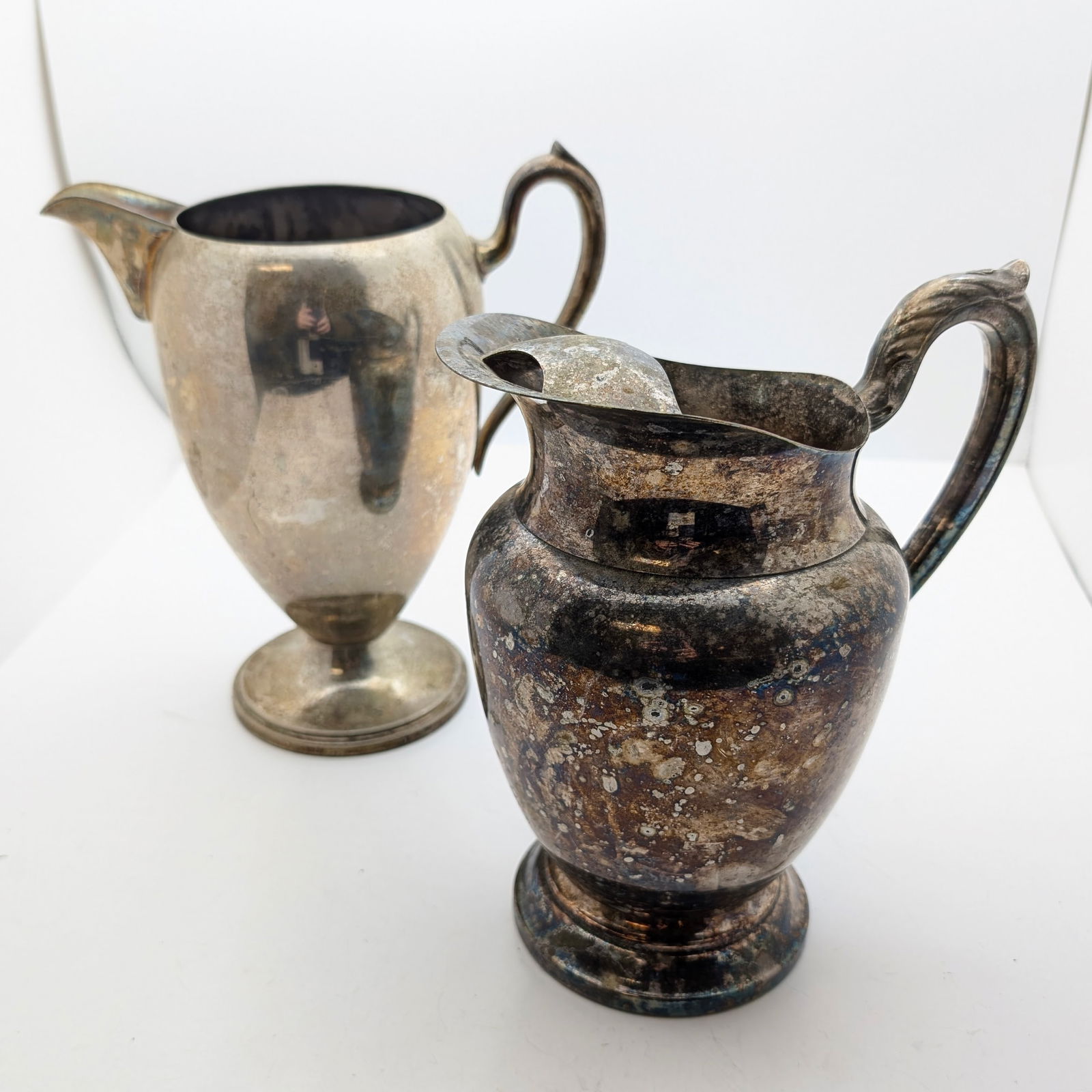 Lot of 2 Vintage Pitchers- Gotham Silver On Copper, Silverplate (1 of 4)