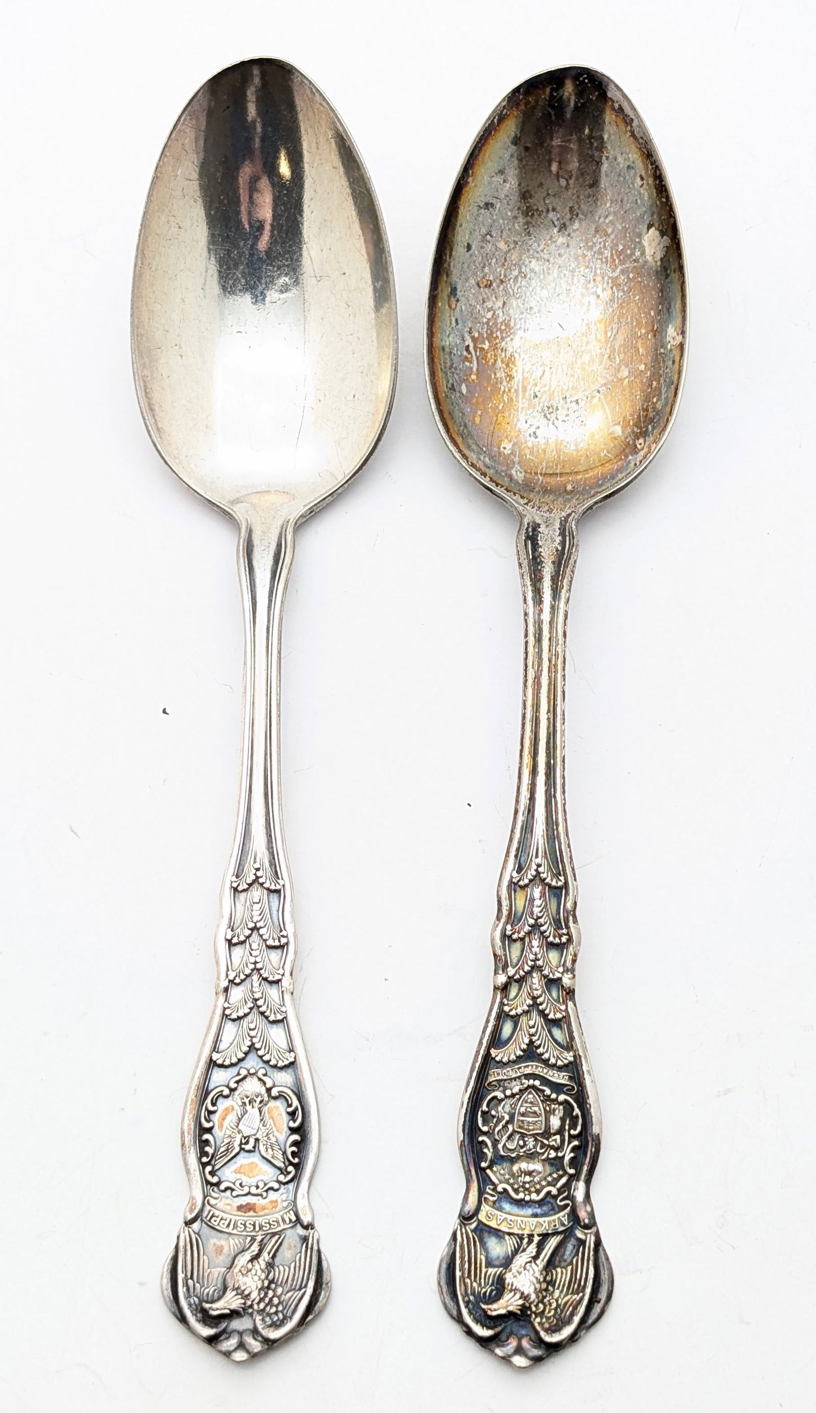 Lot of 2 WM Rogers & Son Silver-plated State Spoons- MS, AK: _