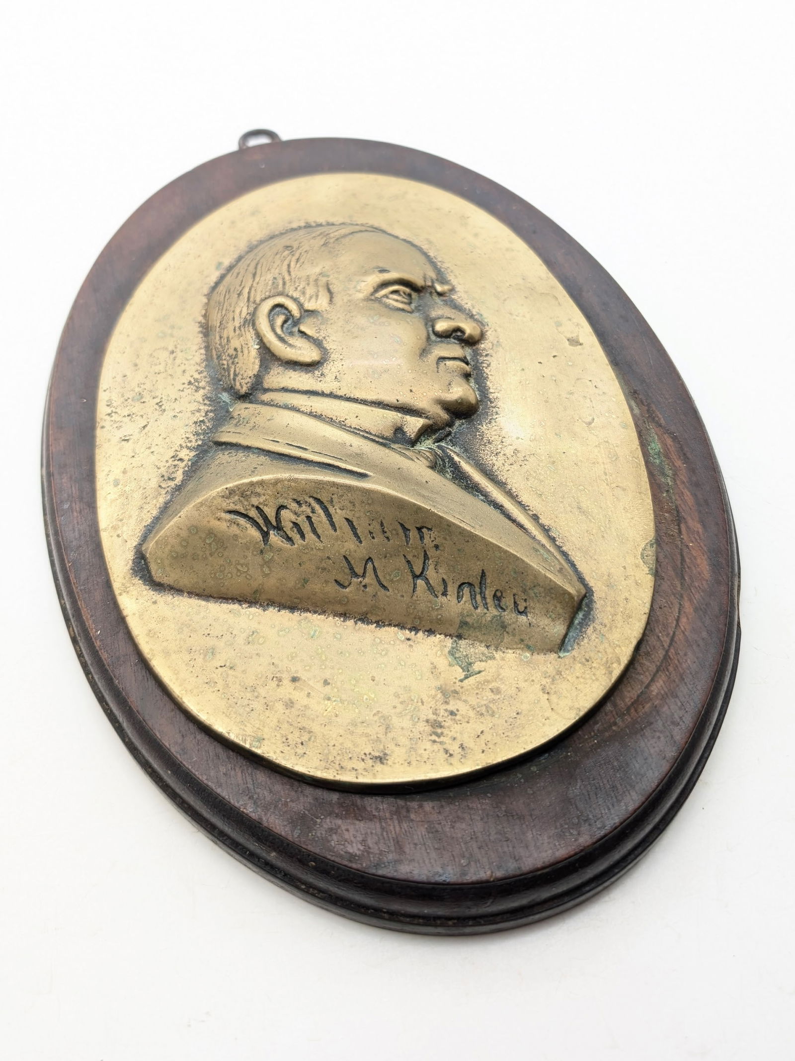 Vintage Brass William McKinley Plaque: _ 