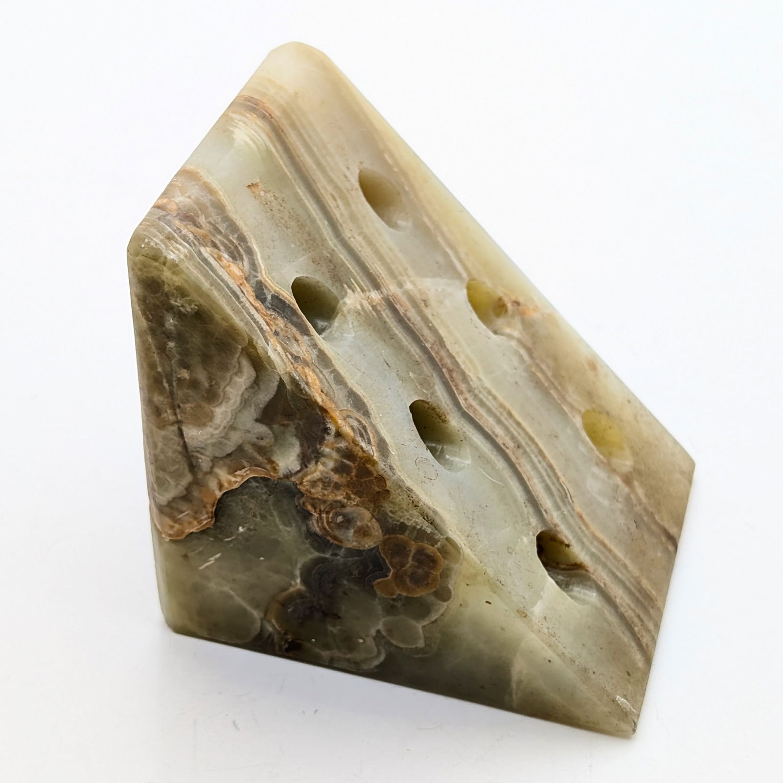 Vintage Marble Onyx Stone Pen Holder: _ 