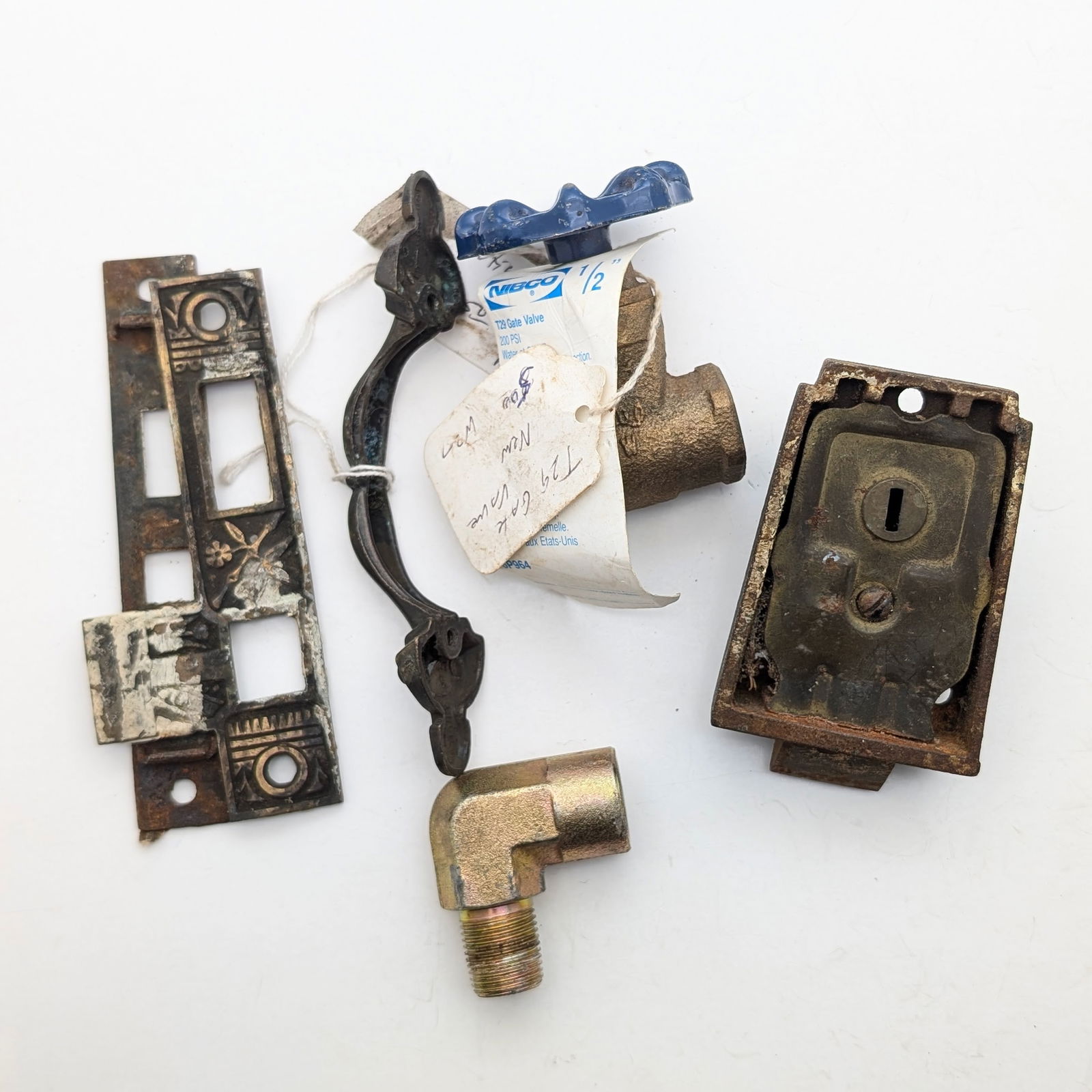 Lot of Antique Hardware and Plumbing Components- Possible Brass and Copper Fittings - 2