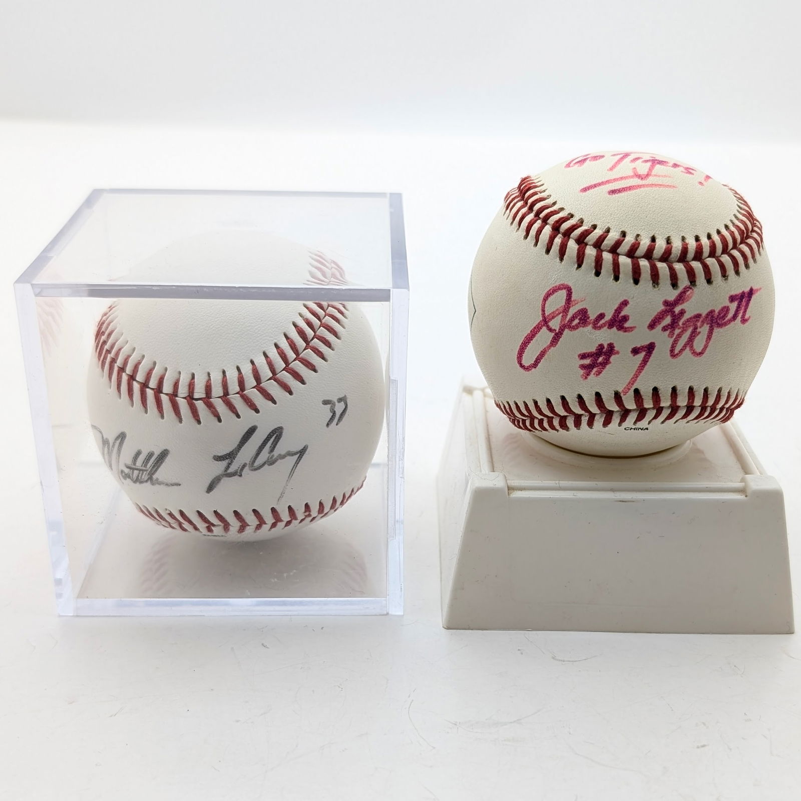 Lot of 2 Autographed Baseballs- Matthew LeCroy, Jack Leggett (1 of 2)