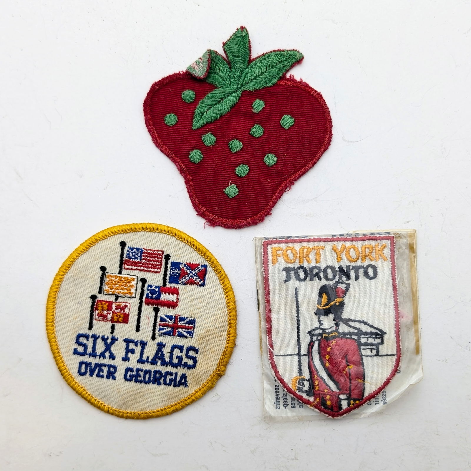Lot of 3 Patches- Strawberry, Six Flags GA, & Fort York Toronto: _ 
