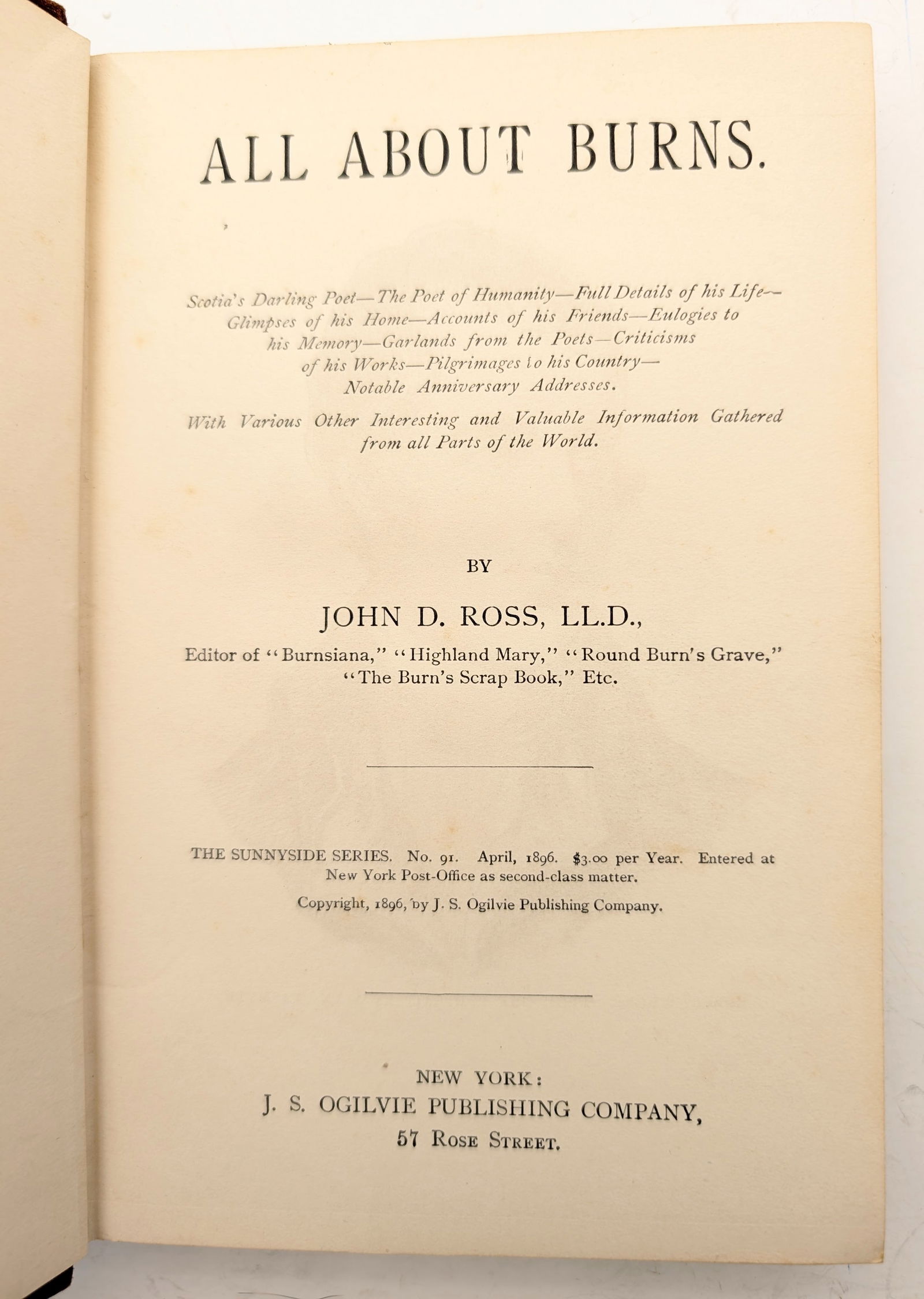 All About Burns by John D. Ross LL.D- 1896 - 2