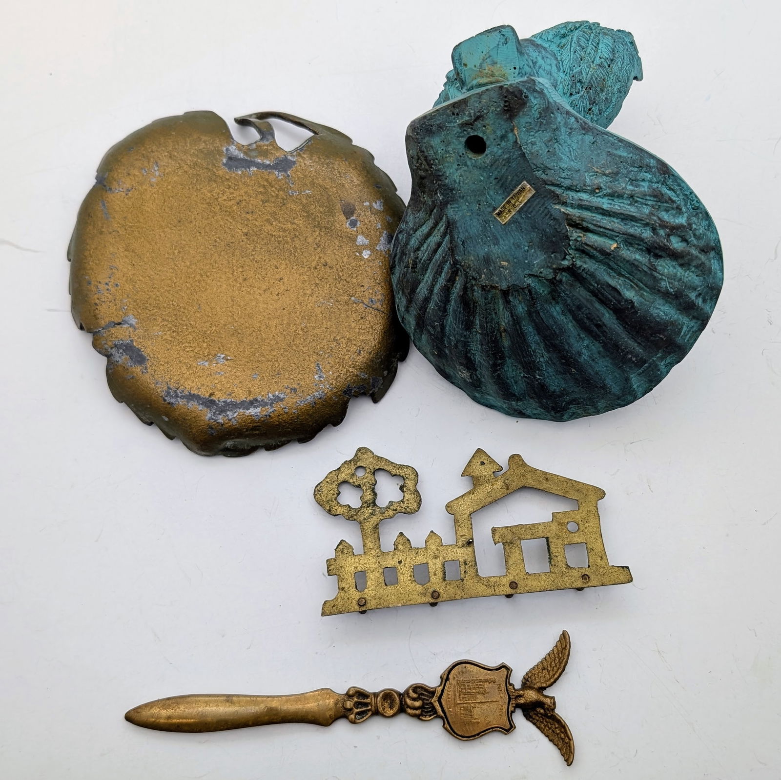 Lot of Vintage Decorative Brass and Bronze Items- Trinket Dishes, Letter Opener, ect - 2