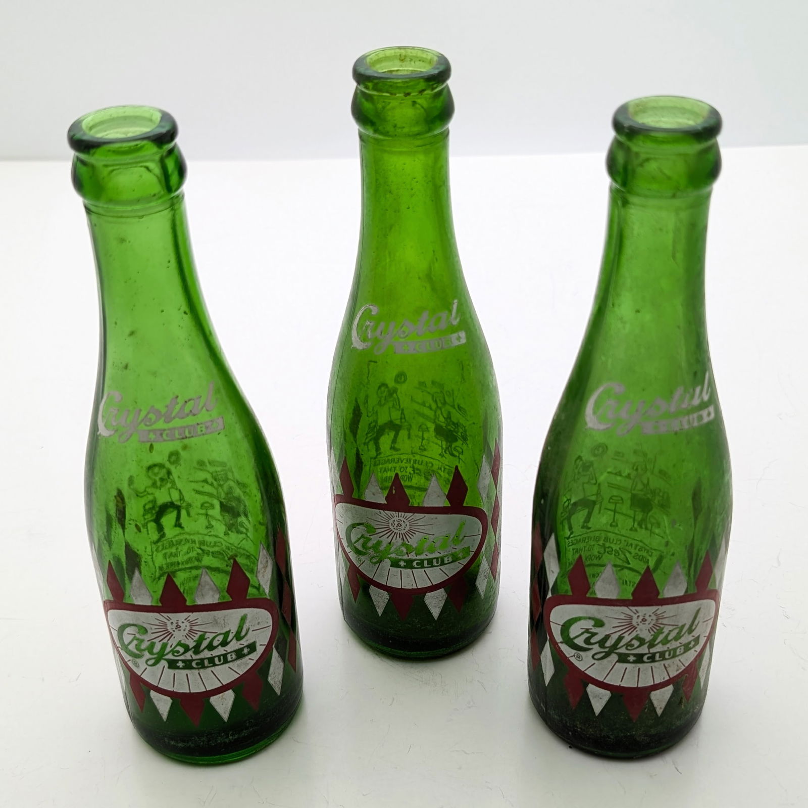 Lot of 3 Vintage Crystal Club Glass Bottles: _ 