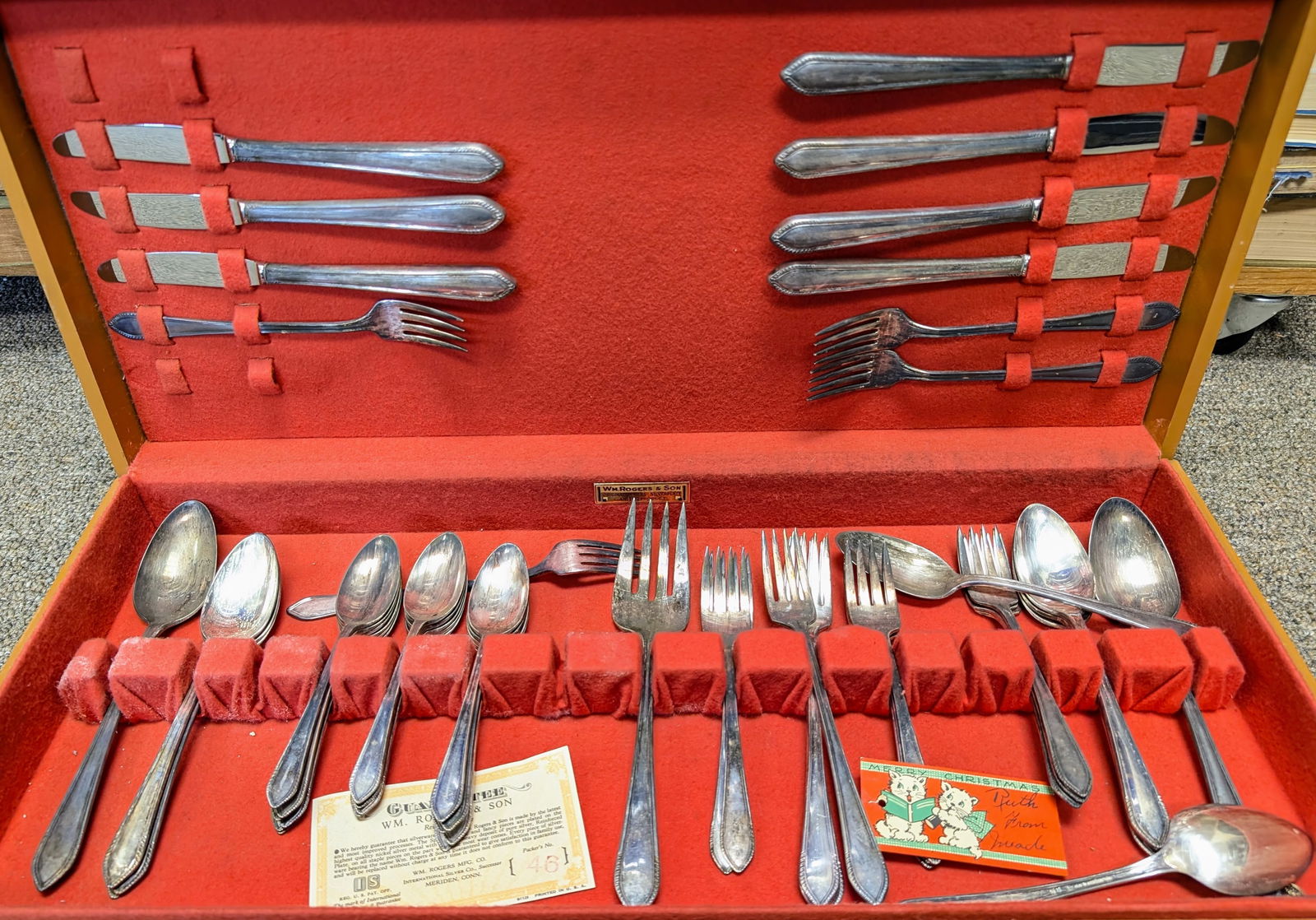 WM Rogers & Son Georgic Pattern Silverware Purchased in 1938- With COA - 2