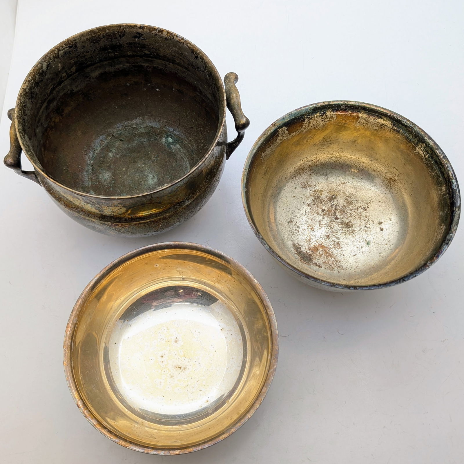 Lot of 3 Silver-plated Planters/Bowels: No Shipping 