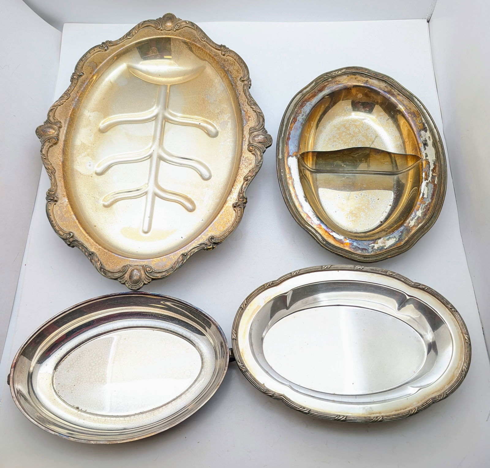 Lot of 4 Silver-plated Serving Platters (1 of 2)