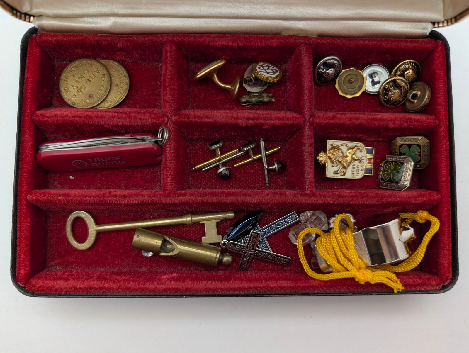 Men's Accessories Box w/ Various Items- Cufflinks, Pins, Pocketknife, ect. - 2