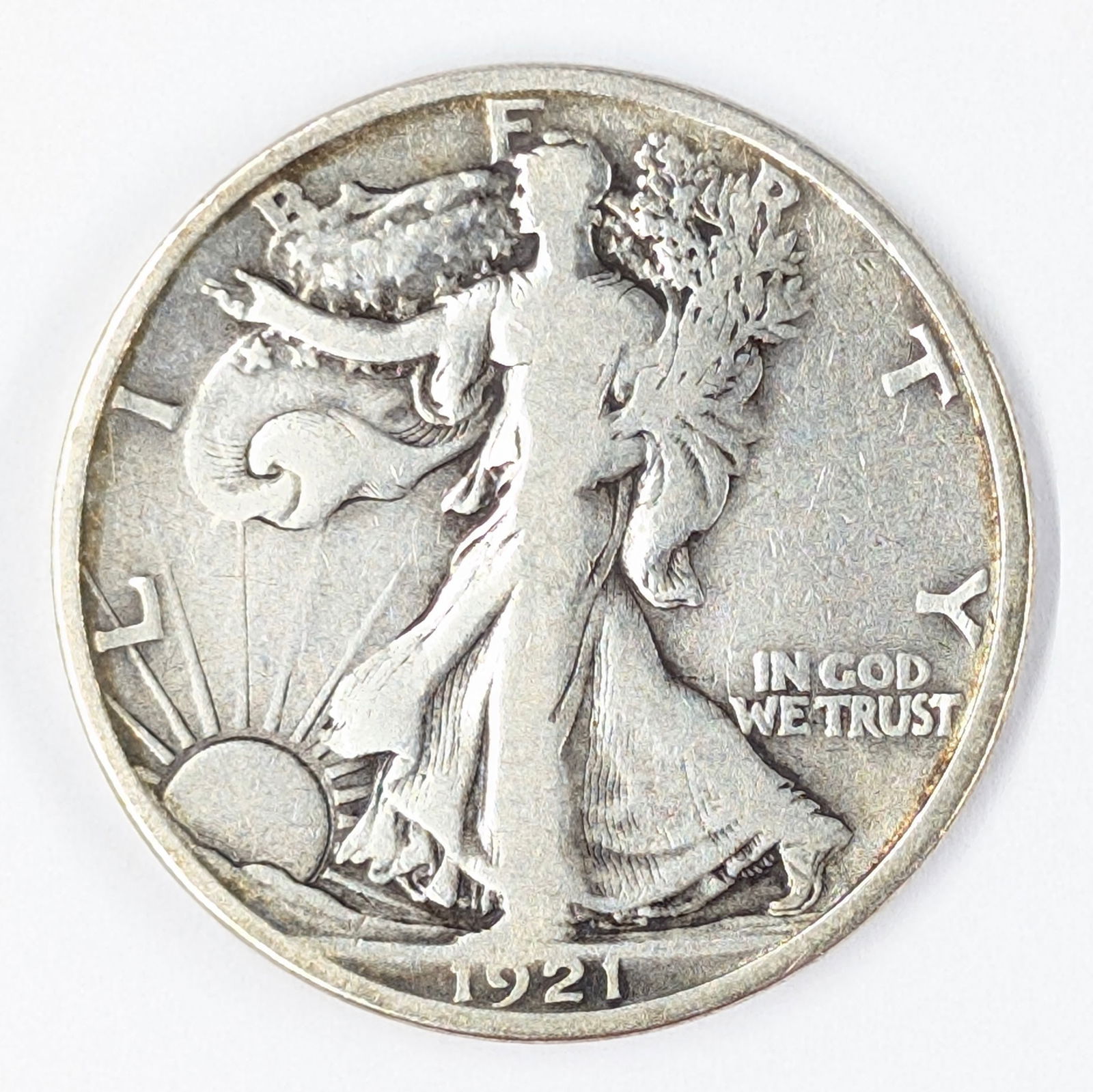 FEATURE 1921-S Silver Walking Liberty Half Dollar - KEY DATE, RARE, F+ - 3