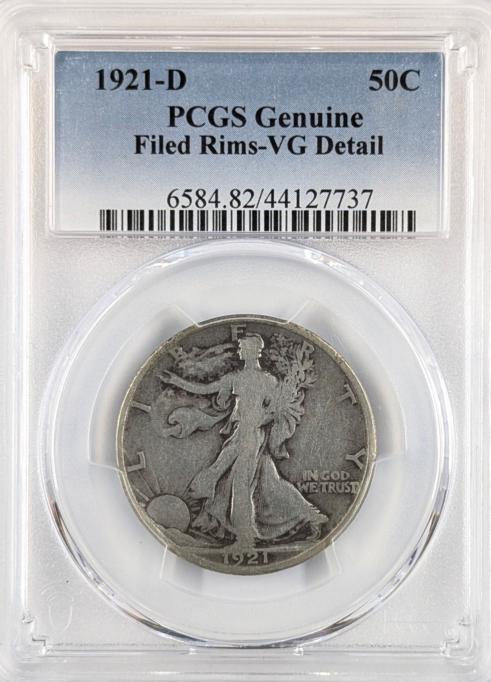 FEATURE PCGS 1921-D Silver Walking Liberty Half Dollar - KEY DATE: FEATURE Silver Details