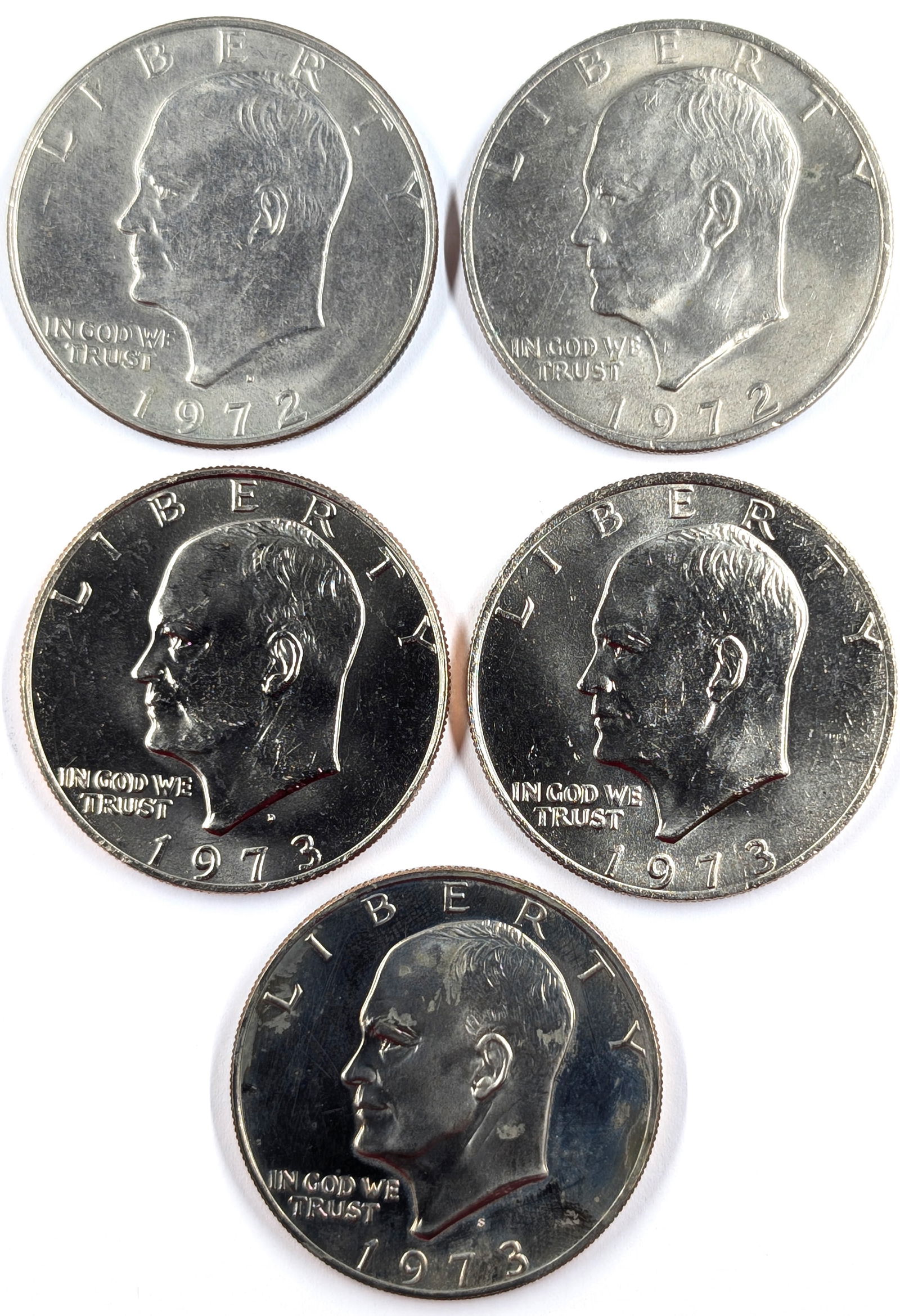 Lot of 5 Eisenhower "Ike" Dollars - 1972-1973 - Some Proof or BU (1 of 2)