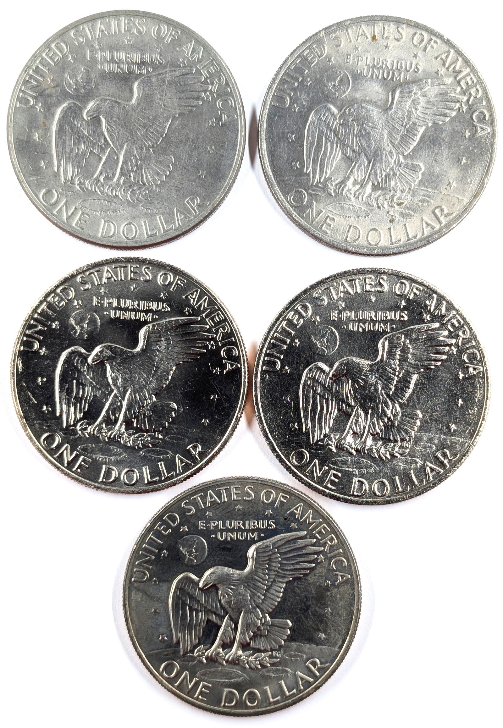 Lot of 5 Eisenhower "Ike" Dollars - 1972-1973 - Some Proof or BU - 2