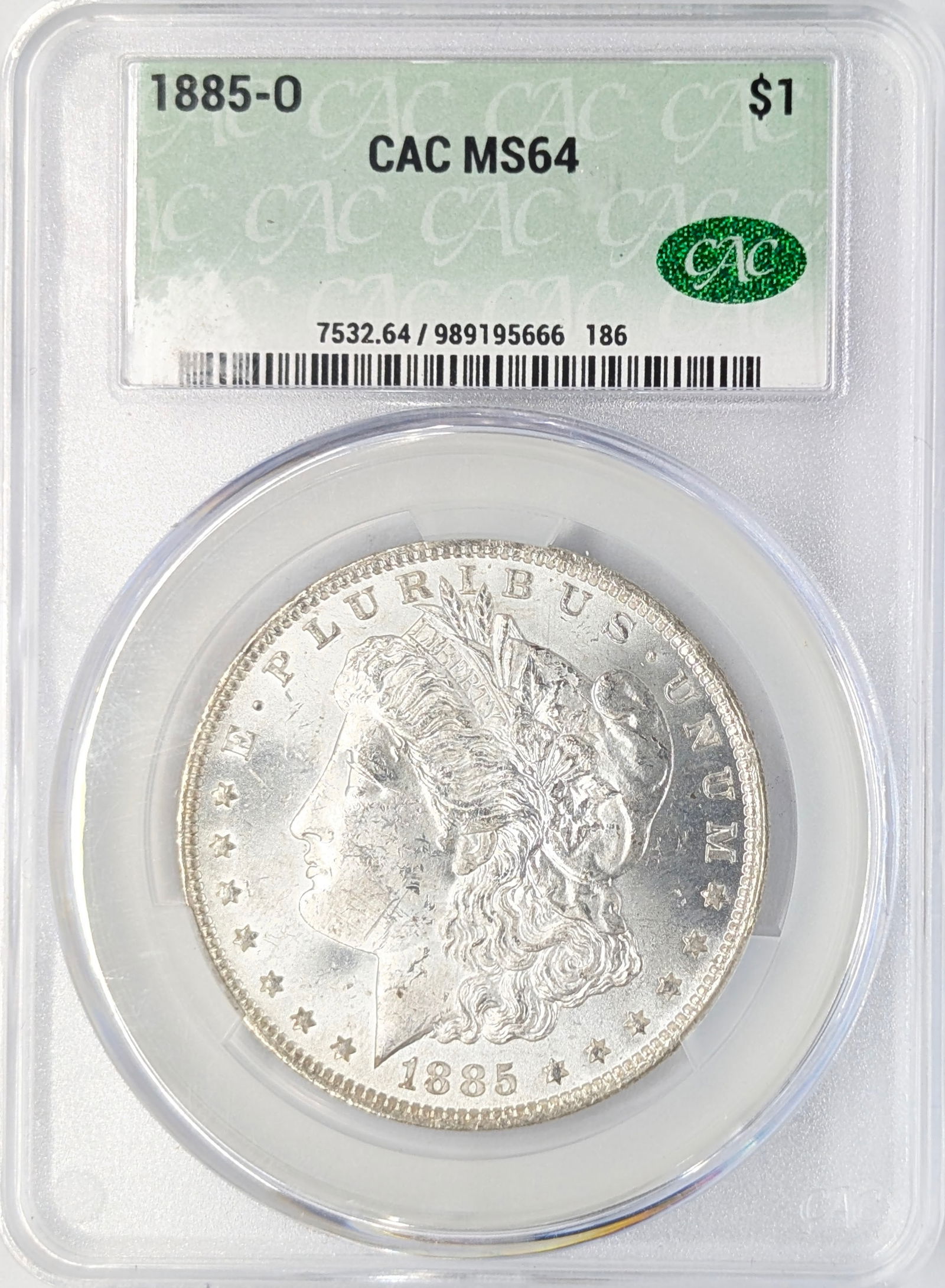 CAC 1885-O MS64 Morgan Silver Dollar: Silver 