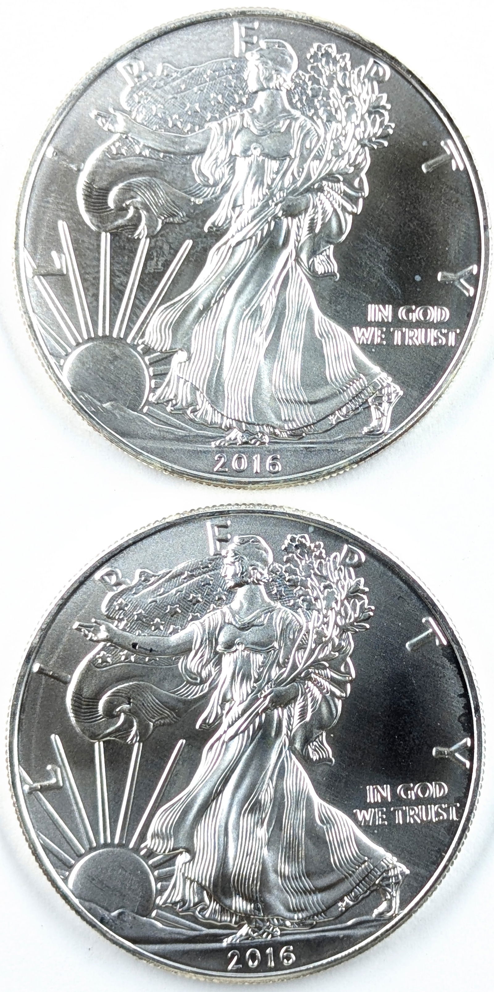 Lot of 2 - 2016 American Silver Eagle Dollars (1 of 2)