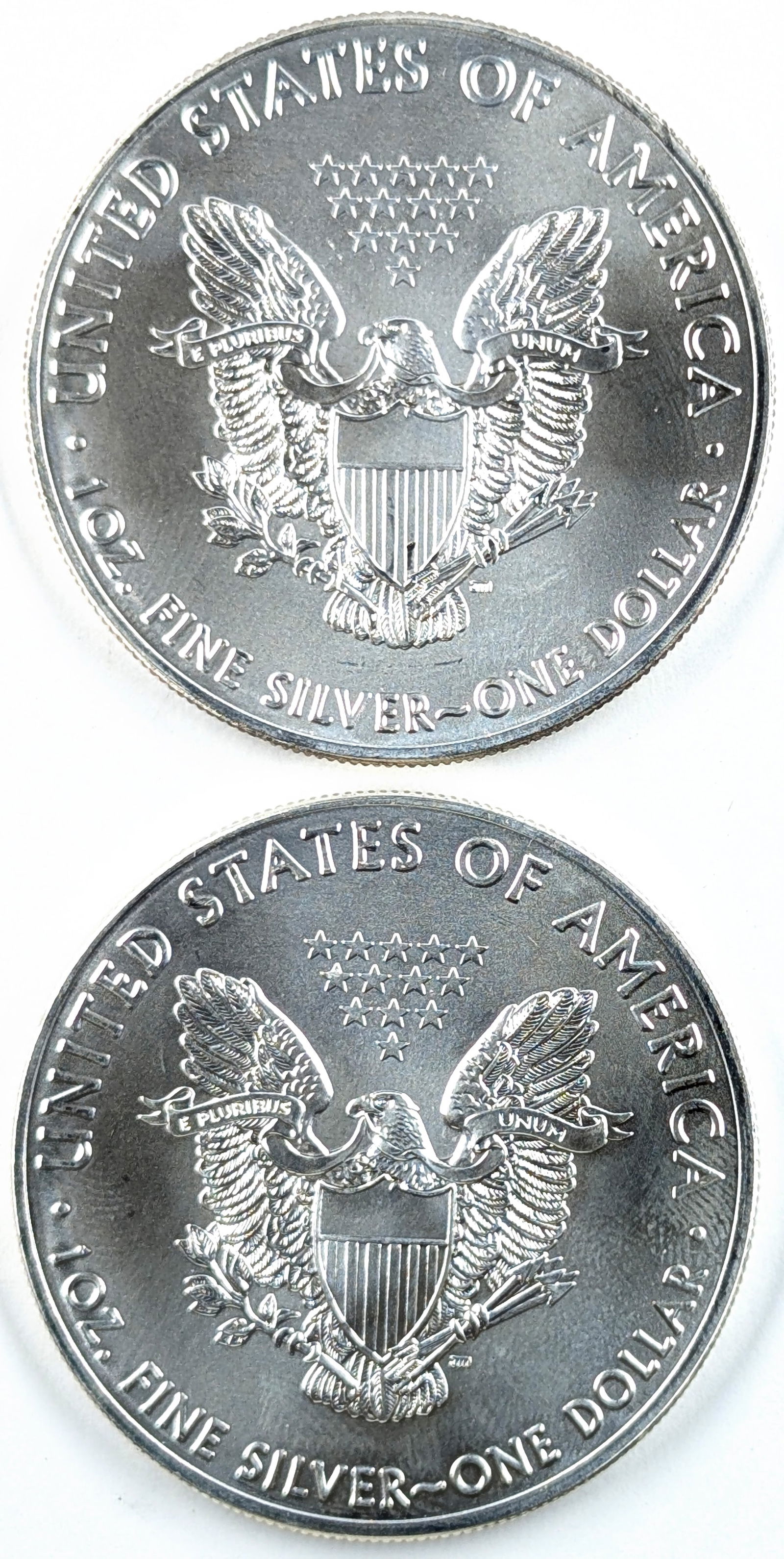 Lot of 2 - 2016 American Silver Eagle Dollars - 2