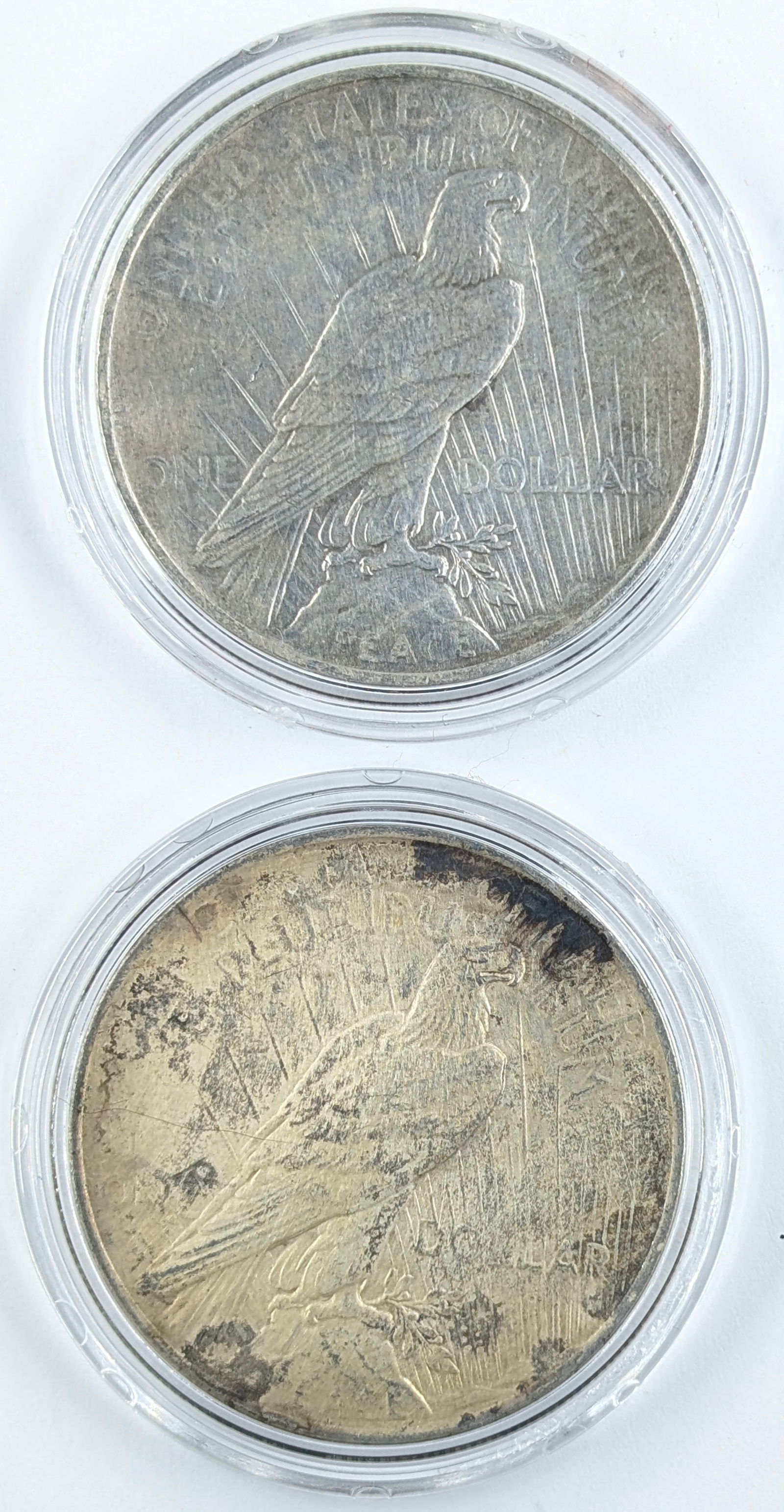 Lot of 2 Silver Peace Dollars - Both 1922 - 2