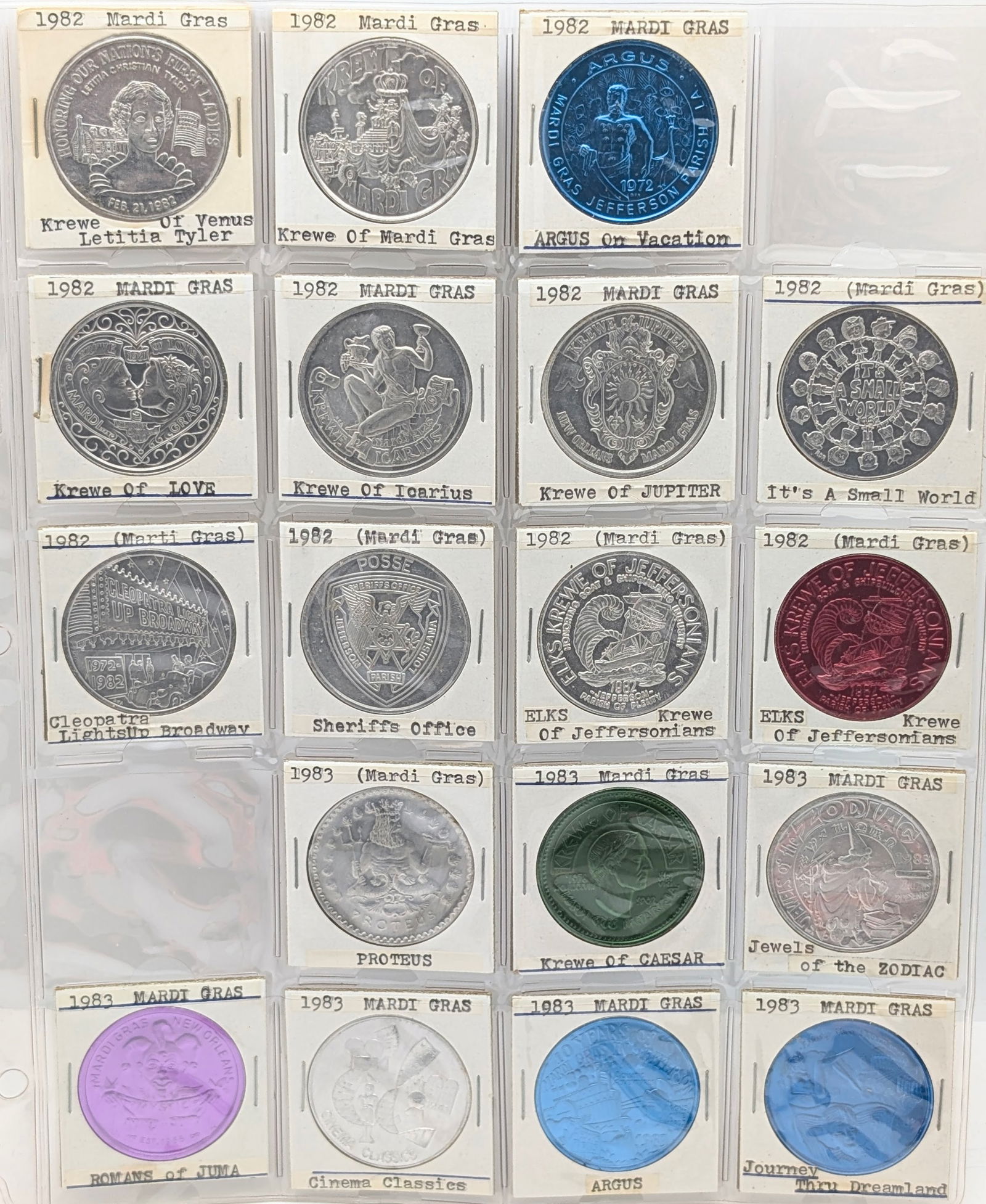 Lot of 18 Mardi Gras New Orleans Token - 1982-1983: Commemorative 