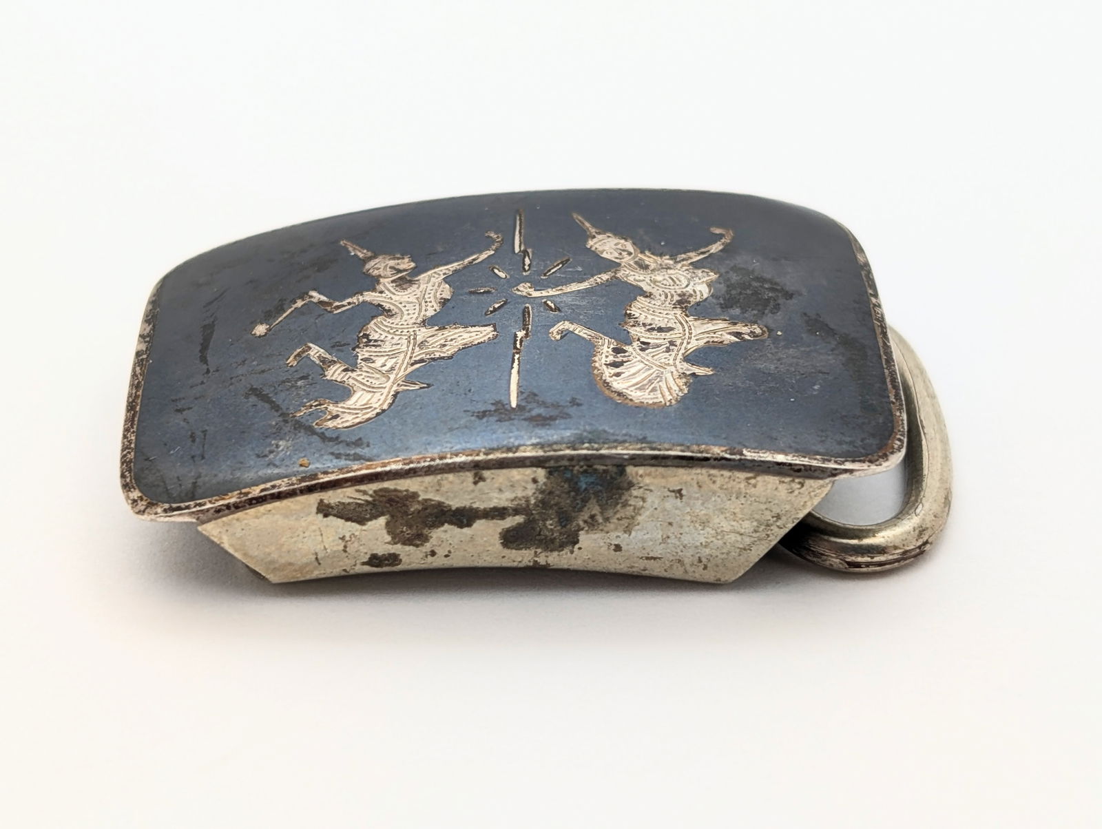 Vintage Sterling Silver Siam Thai Dancer Belt Buckle - 15.64g - 2