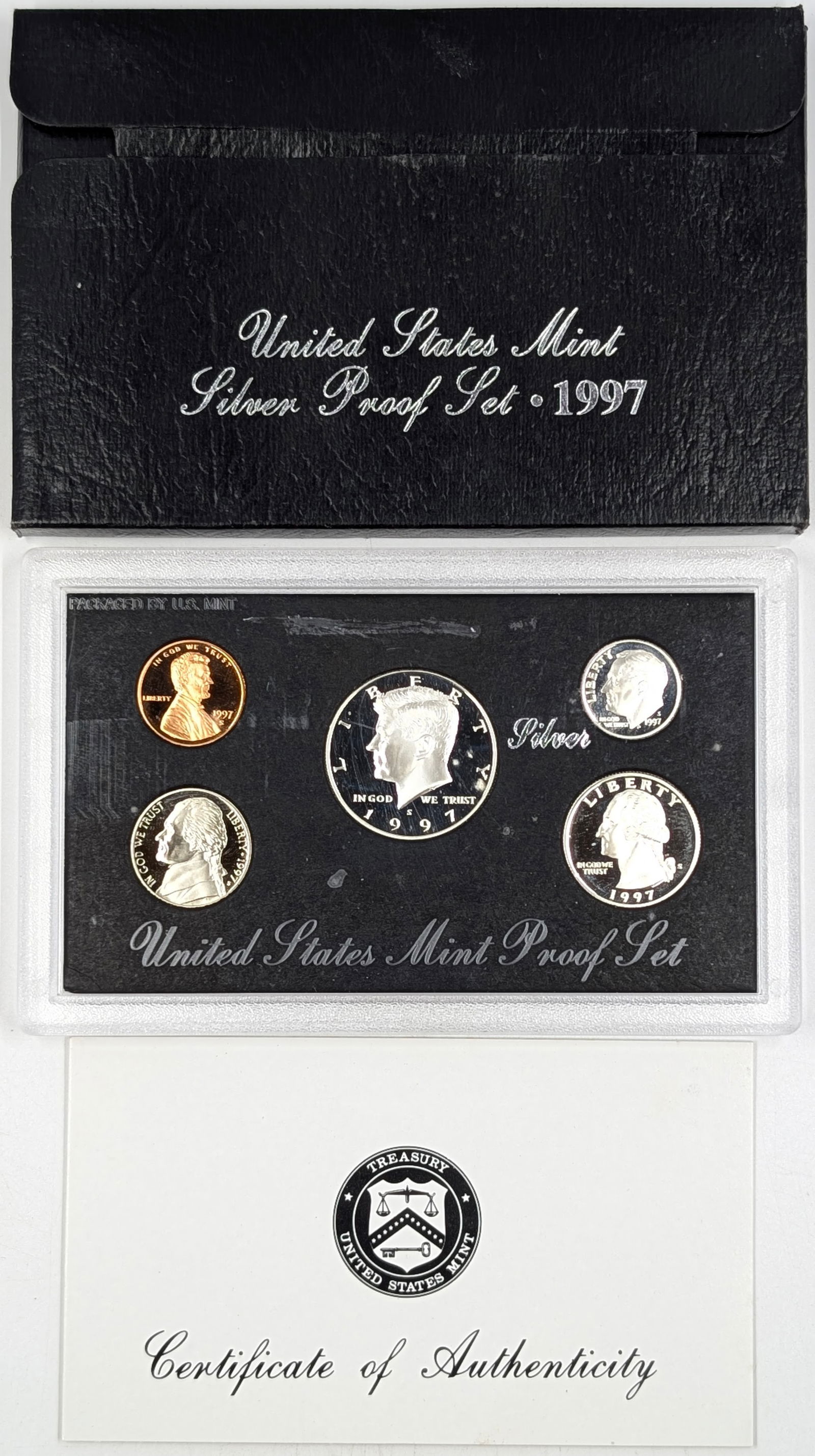 1997 Silver US Mint Proof Set w/ Silver Half, Quarter & Dime w/ COA (1 of 2)