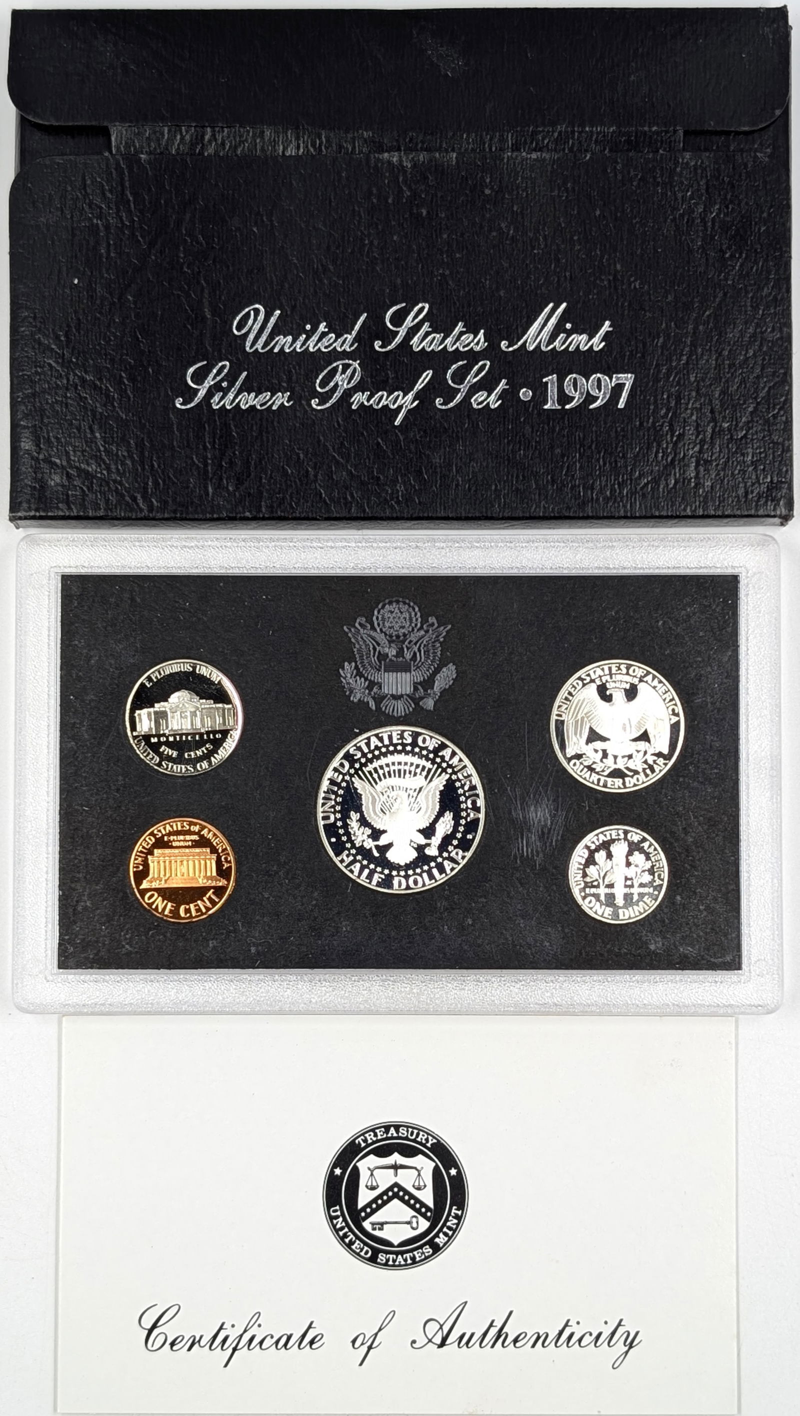 1997 Silver US Mint Proof Set w/ Silver Half, Quarter & Dime w/ COA - 2