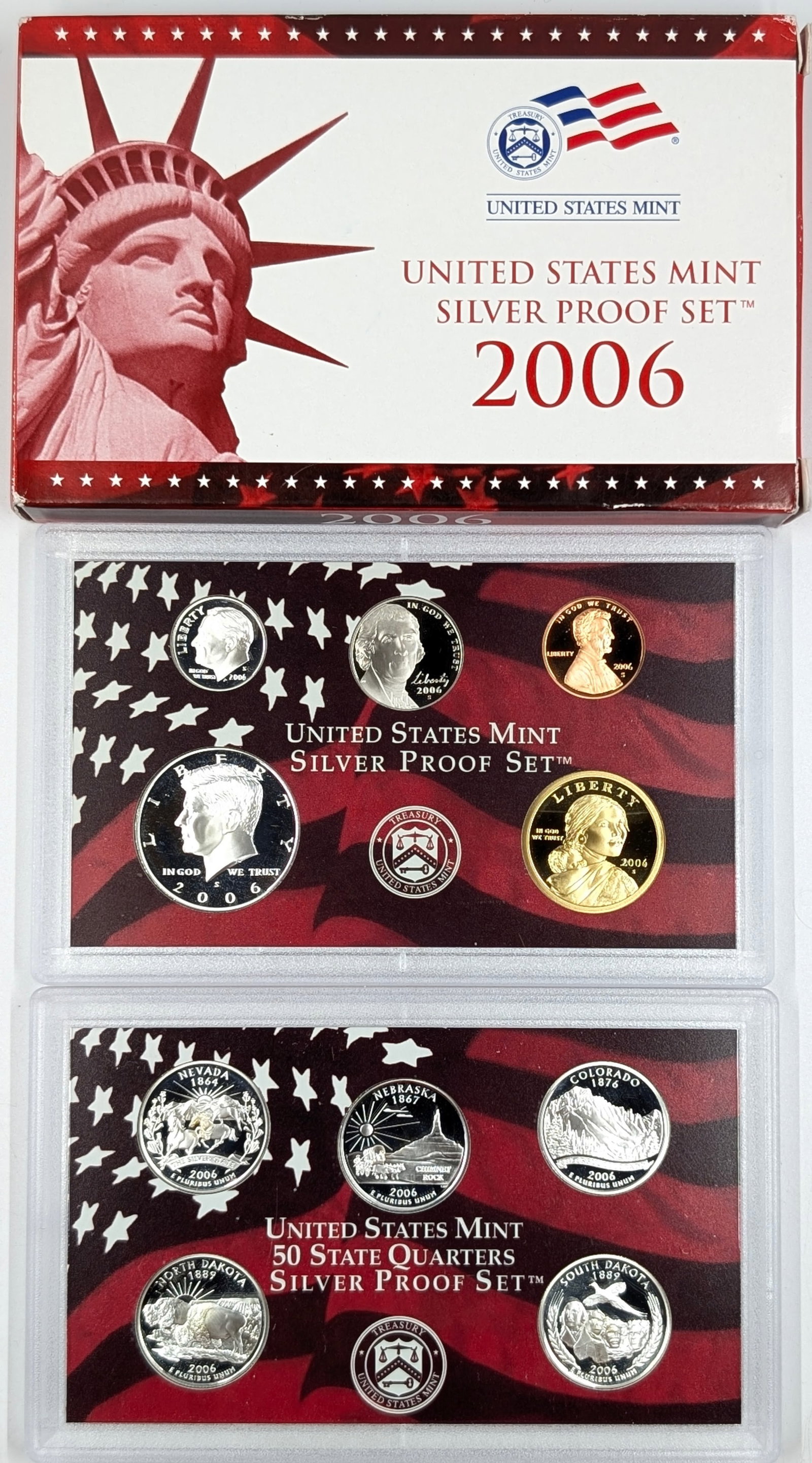 2006 Silver US Mint Proof Set w/ Silver Half, Quarter & Dime w/ COA: Silver