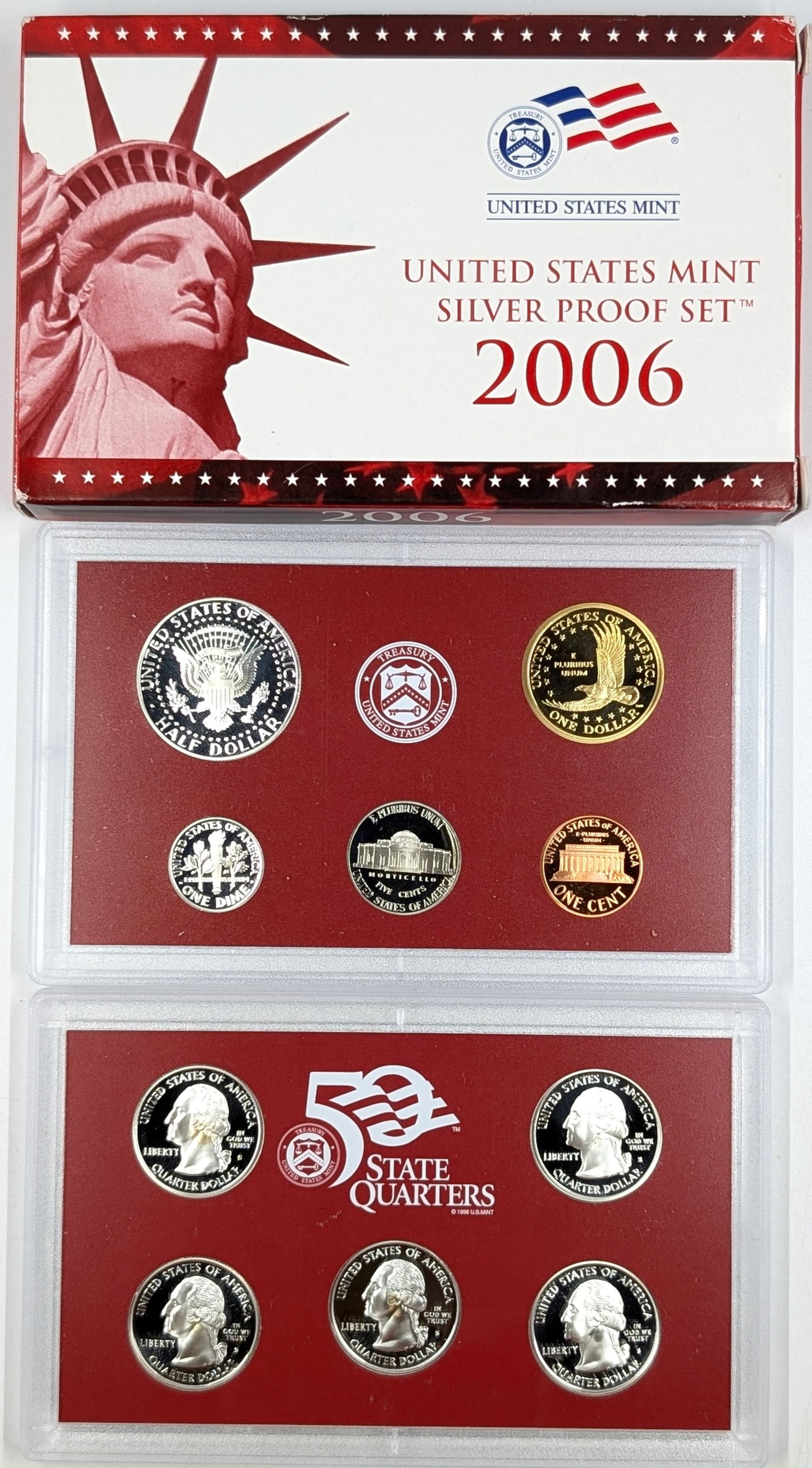 2006 Silver US Mint Proof Set w/ Silver Half, Quarter & Dime w/ COA - 2