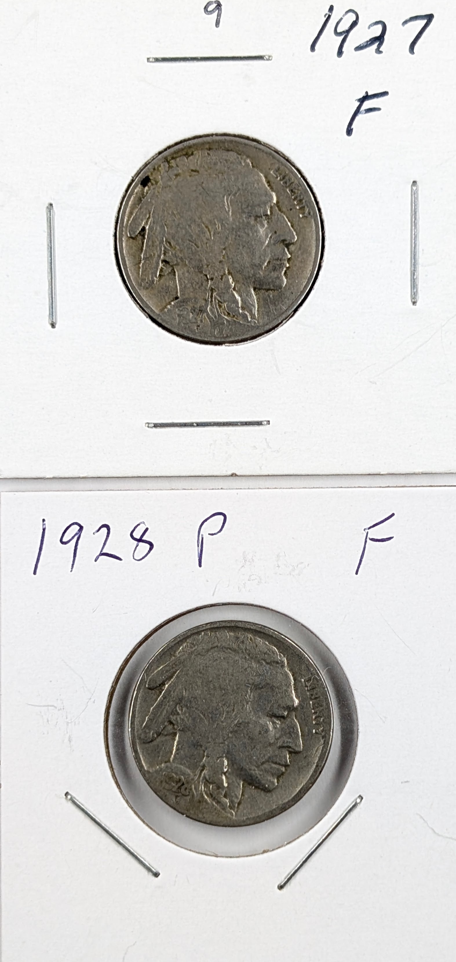 Lot of 2 Buffalo Head Nickels - 1927, 1928 (1 of 2)