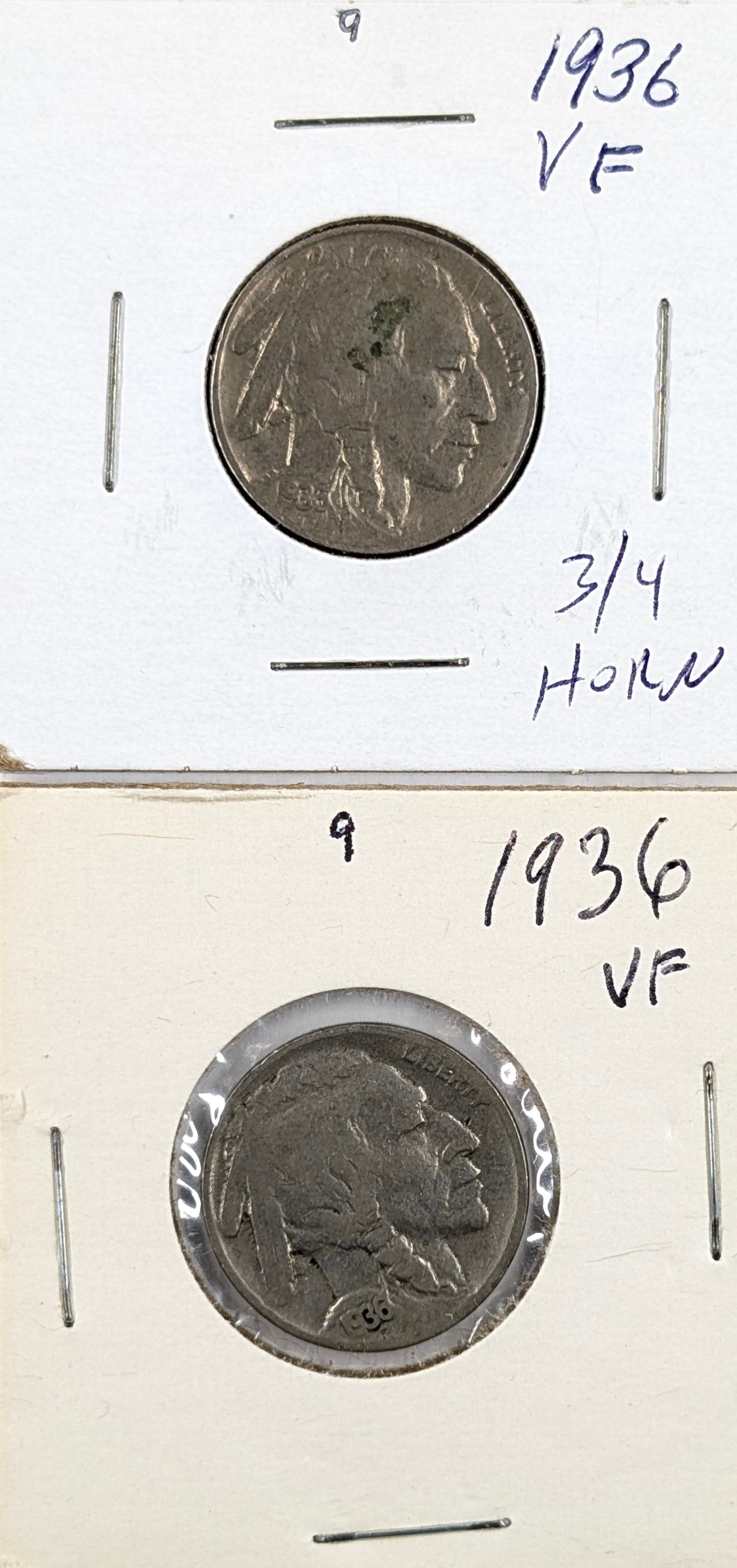 Lot of 2 Buffalo Head Nickels - Both 1936 (1 of 2)