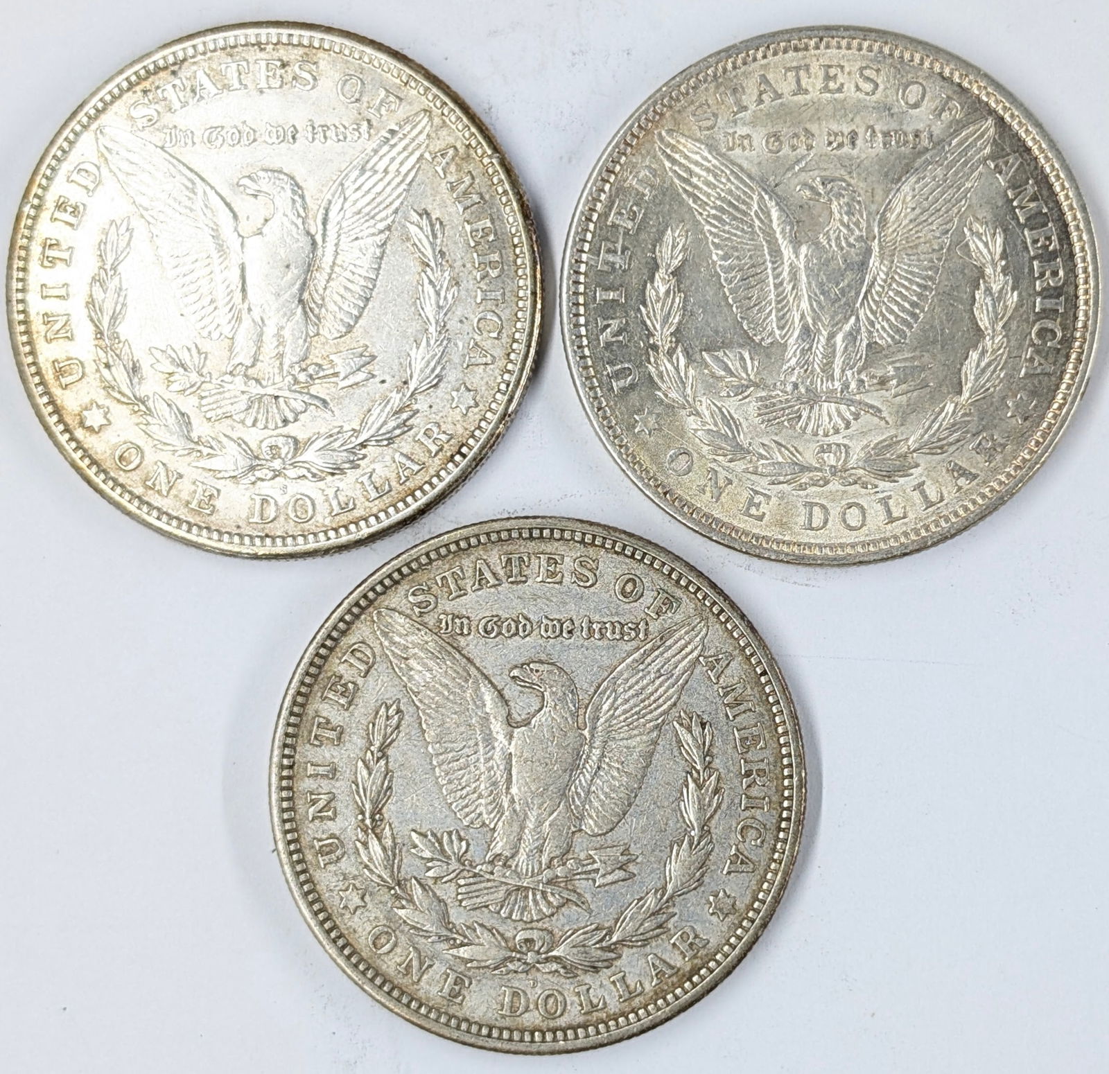 Lot of 3 Morgan Silver Dollars - 1921 P/D/S - 2
