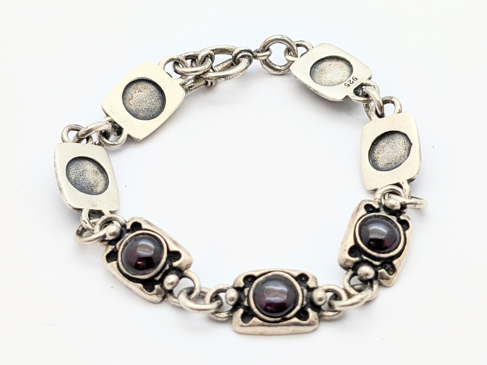 Sterling Silver Deep Purple Ladies Bracelet w/ Toggle Clasp - 27.8g - 2
