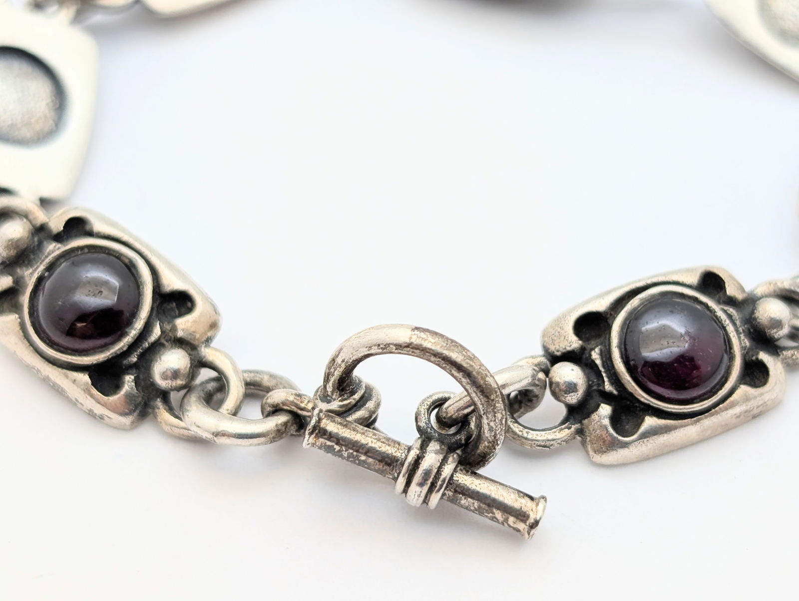 Sterling Silver Deep Purple Ladies Bracelet w/ Toggle Clasp - 27.8g - 3