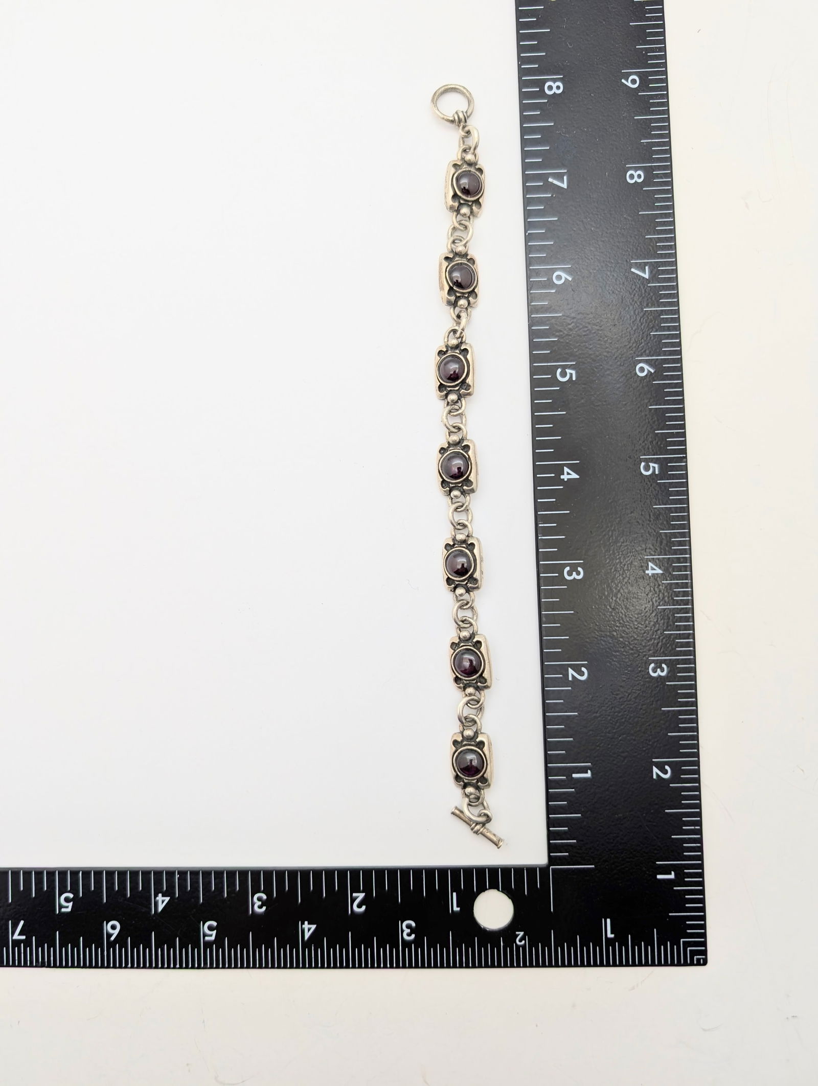 Sterling Silver Deep Purple Ladies Bracelet w/ Toggle Clasp - 27.8g - 5