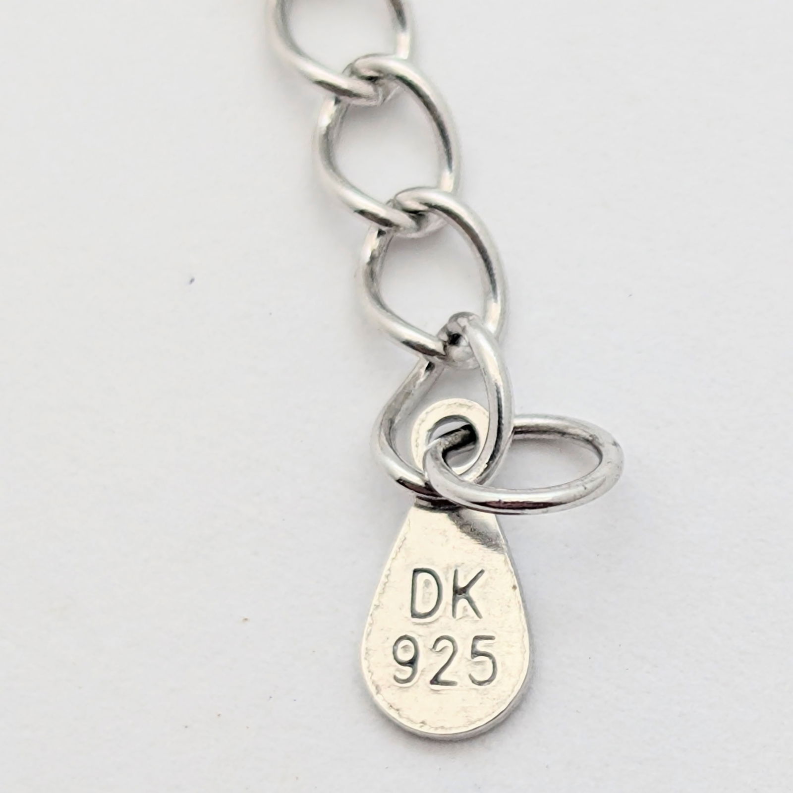 Sterling Silver Decorative Rectangle Ladies Necklace Stamped DK - 6