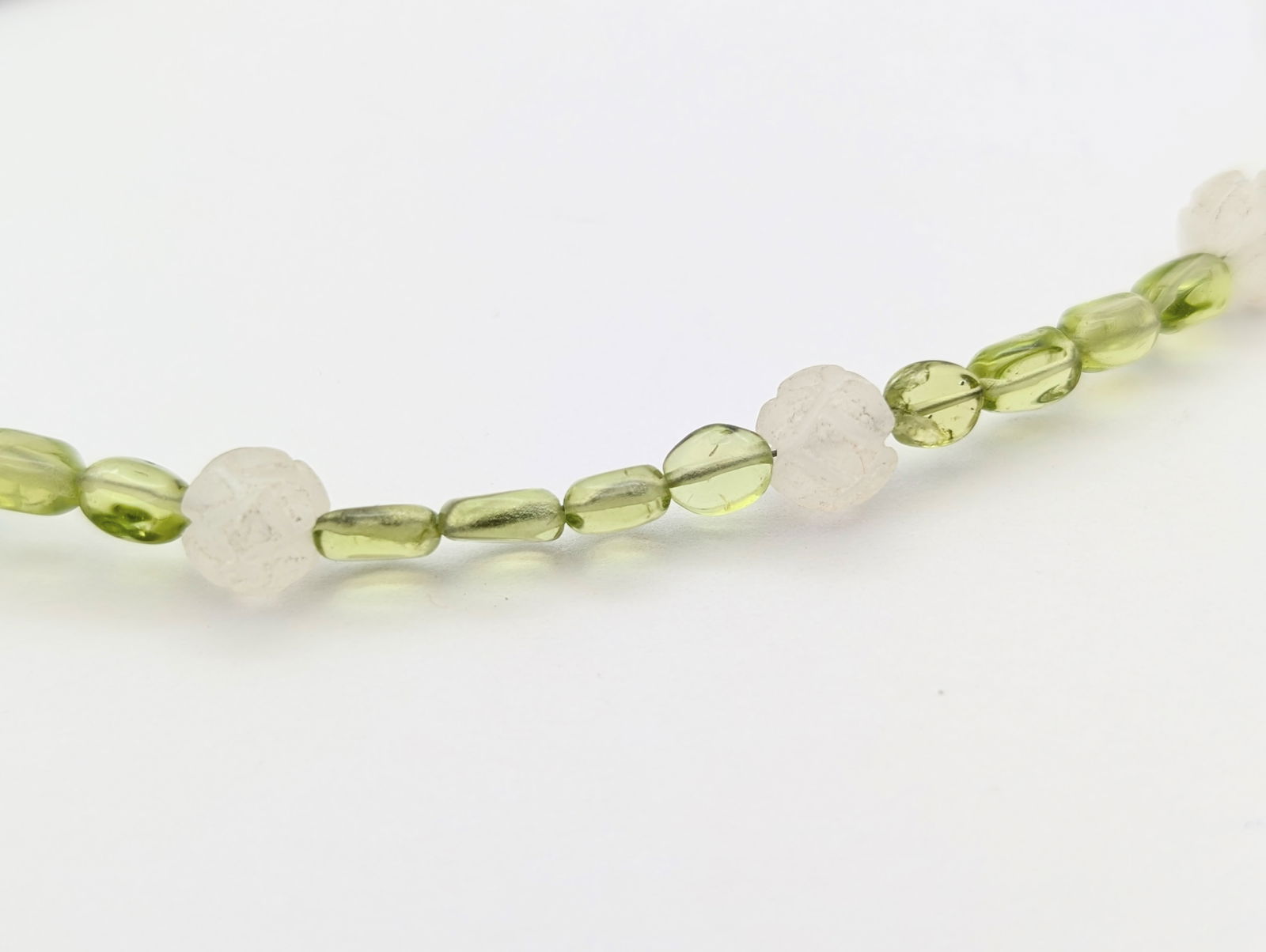 Green & Clear Beaded Ladies Necklace w/ Sterling Silver Clasp - 16.88g - 3