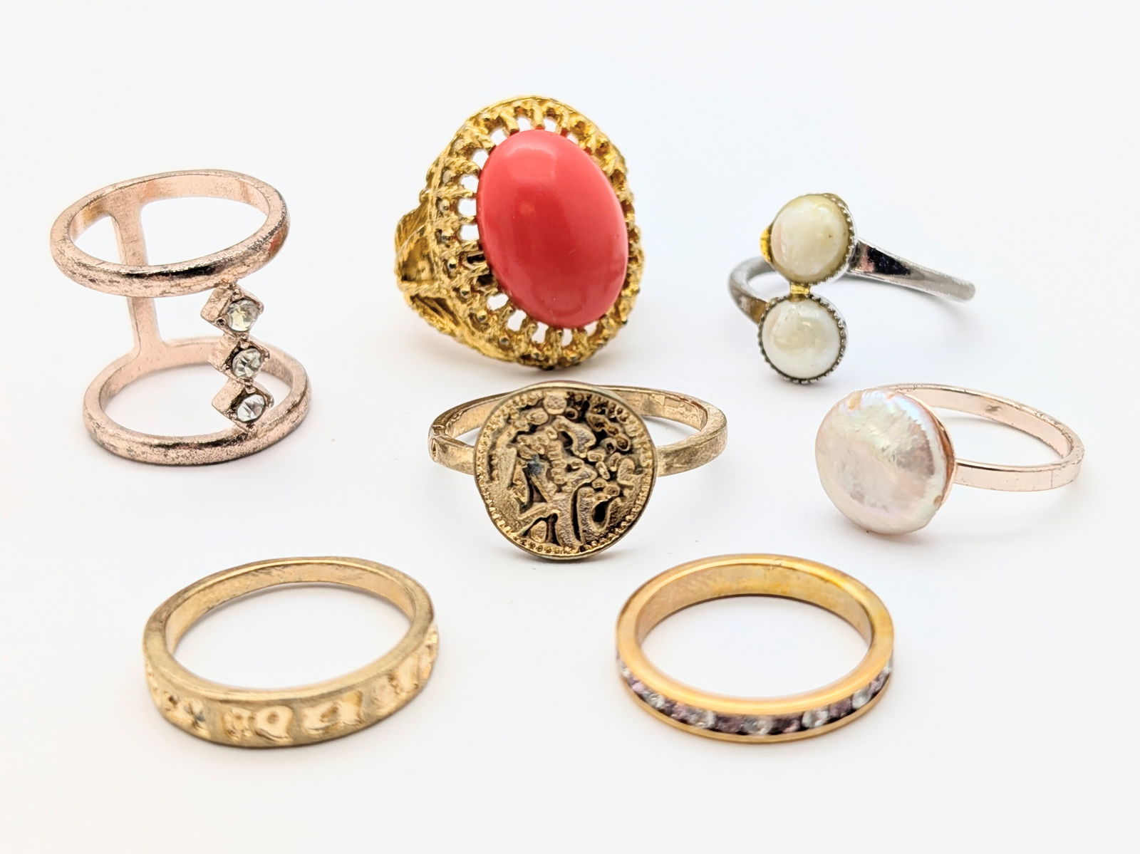 Lot of 7 Costume Ladies Rings - Stacking, Cocktail, etc. (1 of 4)