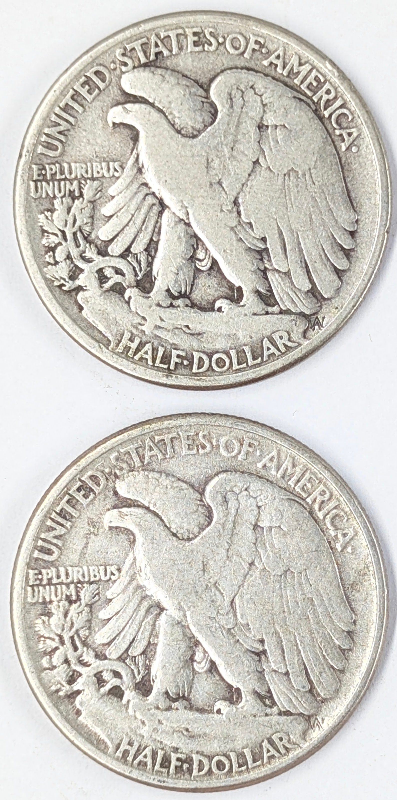 Lot of 2 Silver Walking Liberty Half Dollars - 1942, 1943 - 2