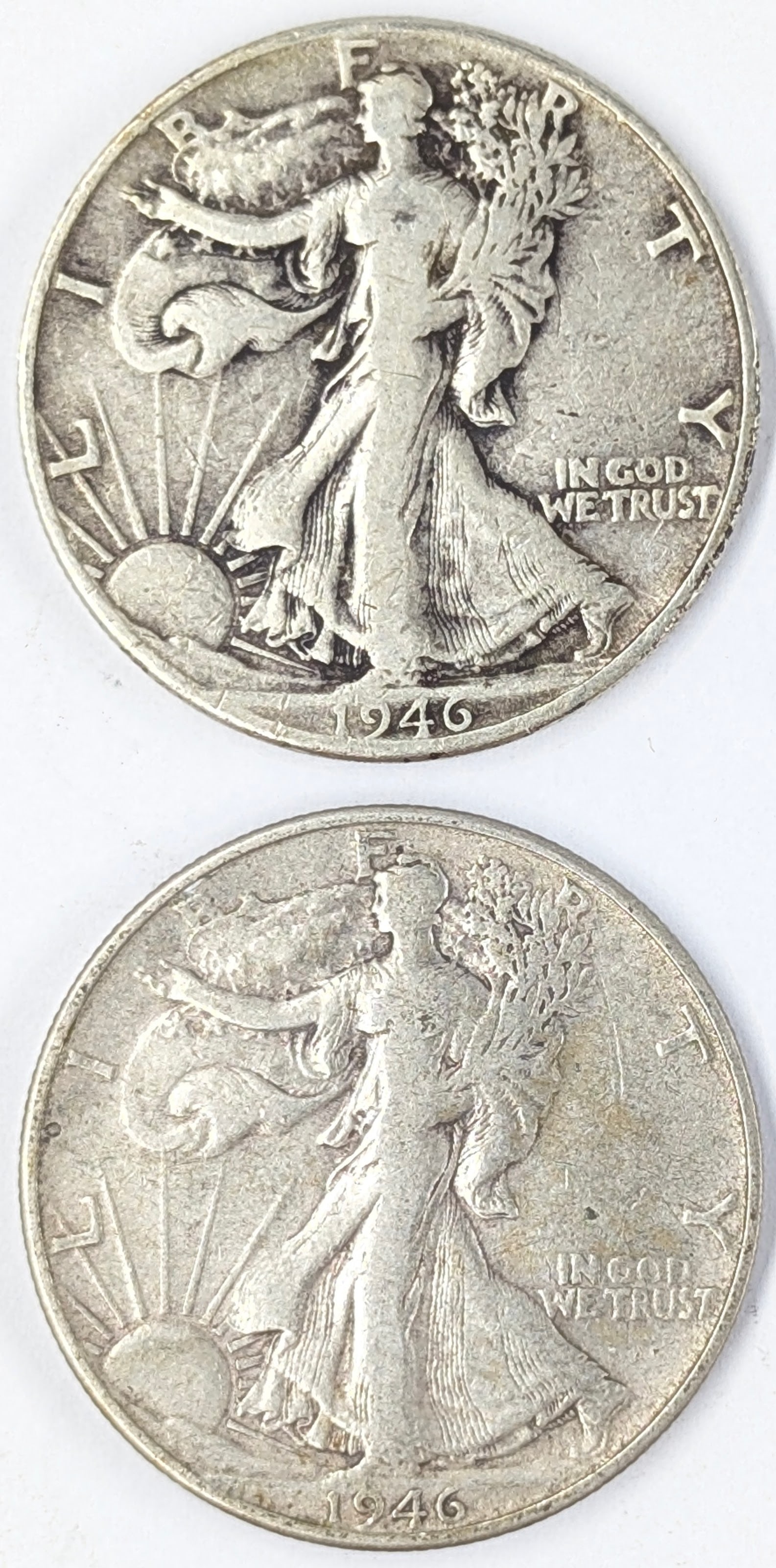 Lot of 2 Silver Walking Liberty Half Dollars - 1946 D/S (1 of 2)