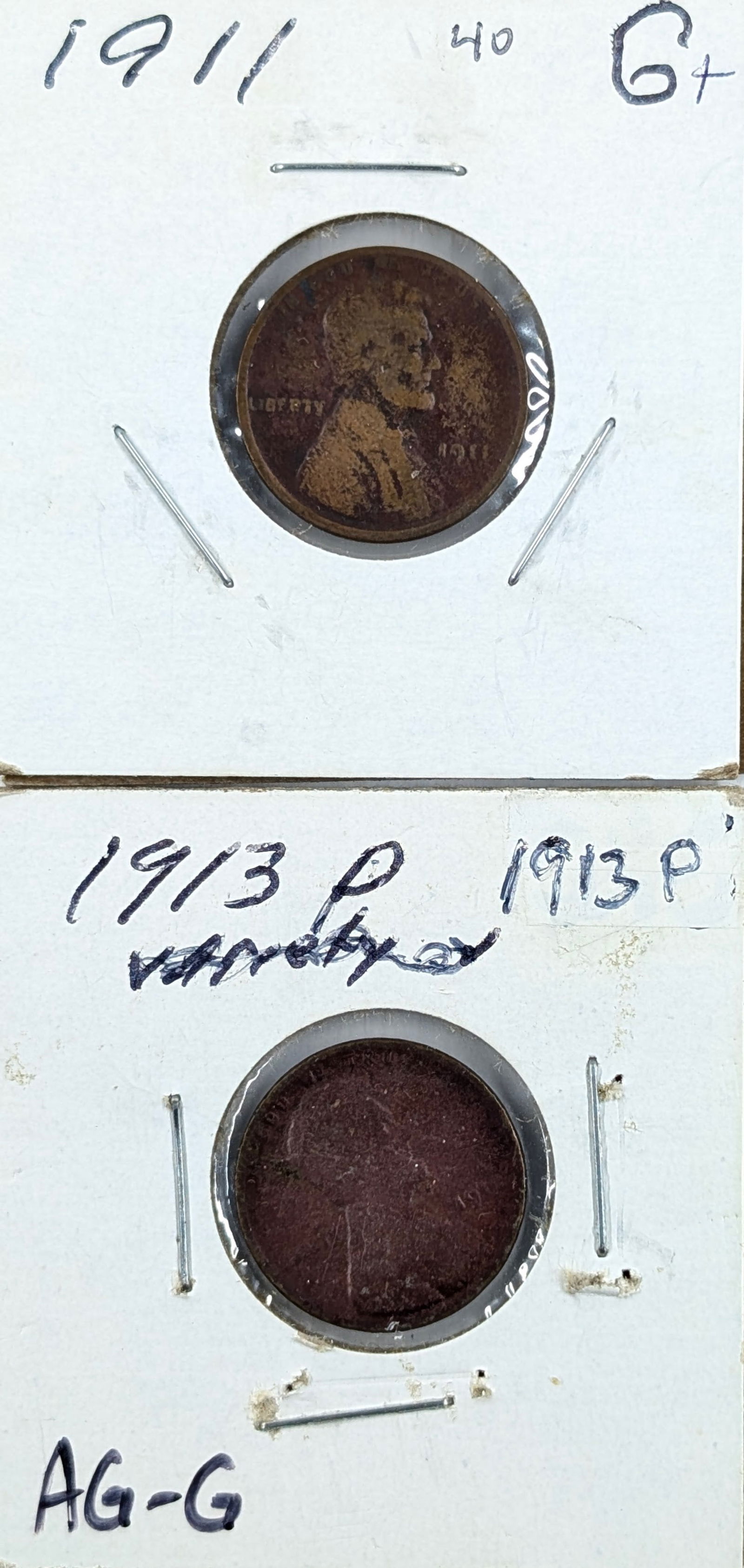 Lot of 2 Wheat Cents - 1911, 1913 (1 of 2)