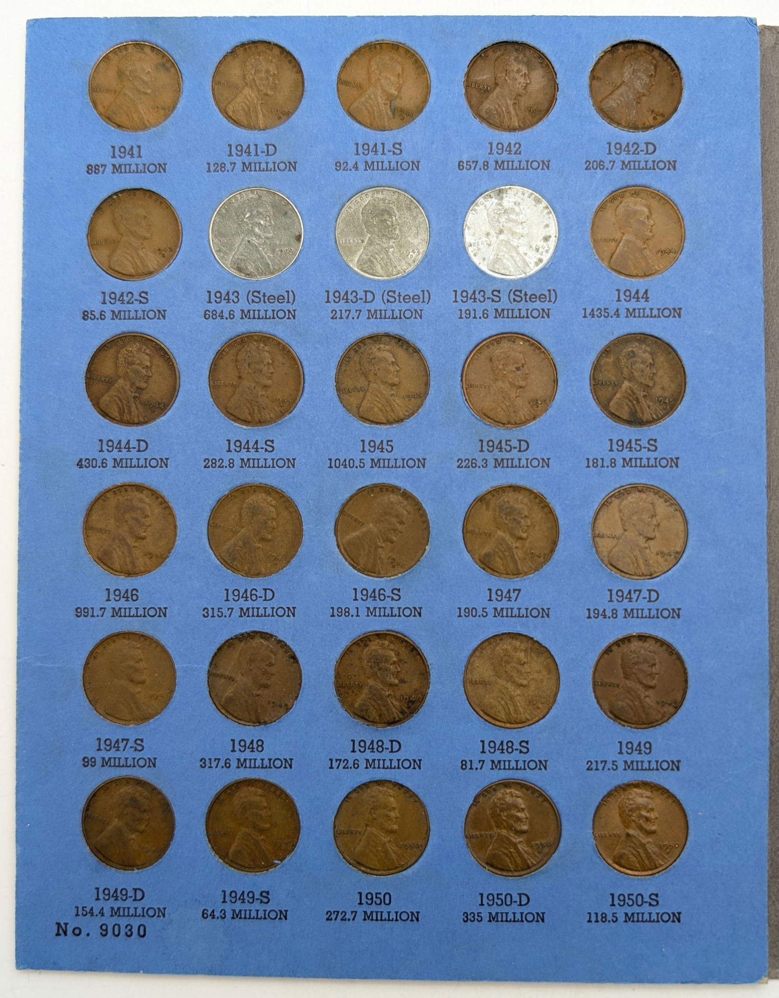 Lincoln Head Cent Book 1941-1964 w/ 64 cents! - 2