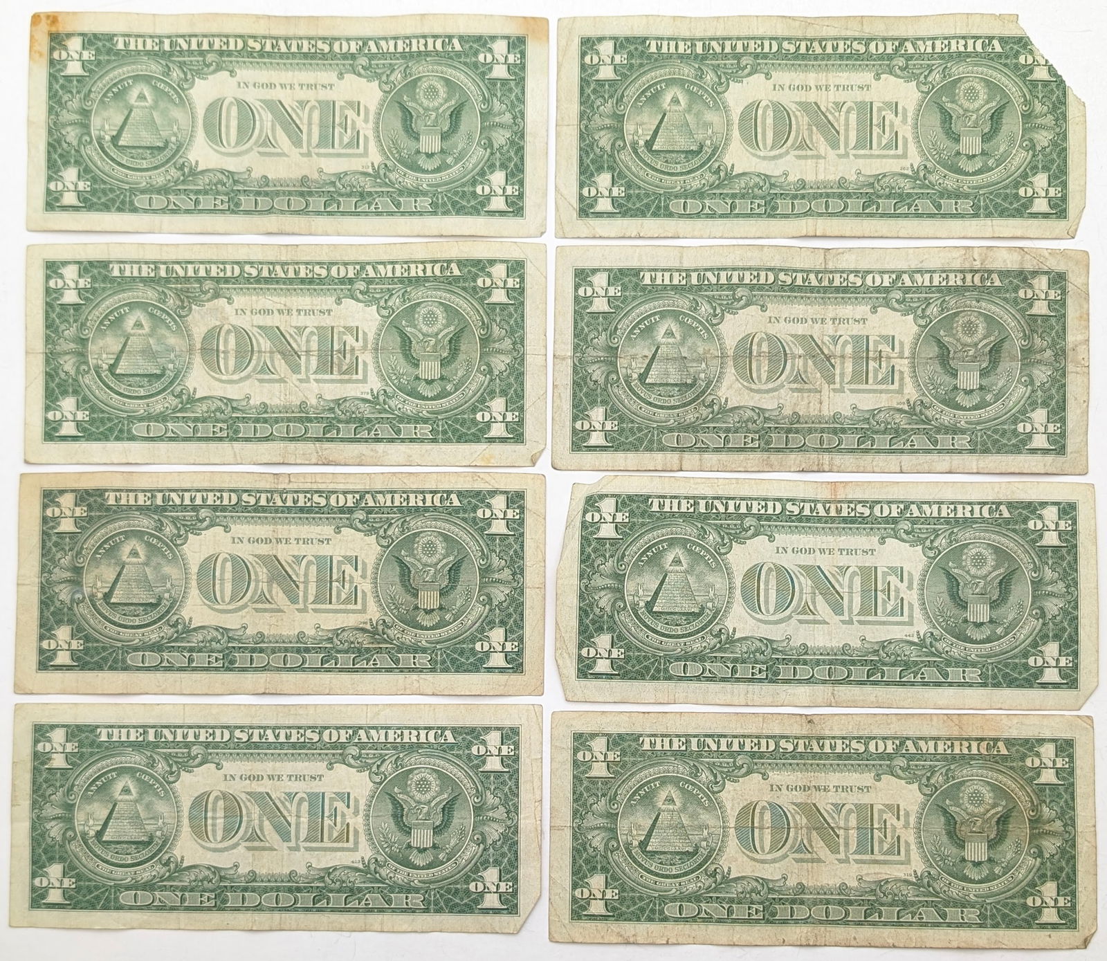 Lot of 8 - 1957 A/B $1 Notes - Silver Certificates - 2