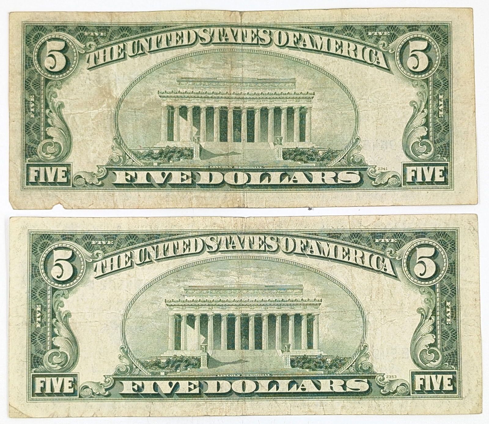 Lot of 2 - 1953-A $5 Notes - Silver Certificates - 2