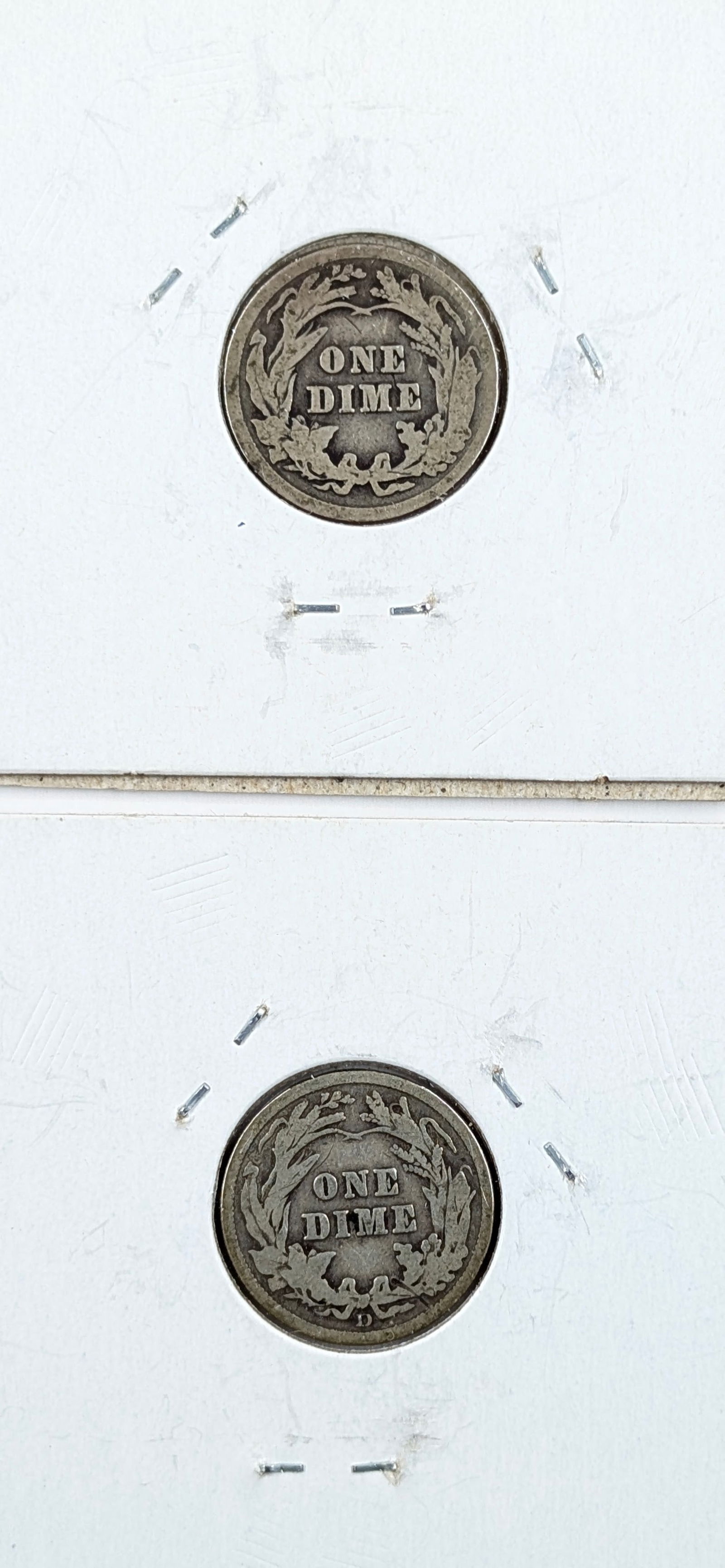 Lot of 2 Silver Barber Dimes - 1912 P/D - 2