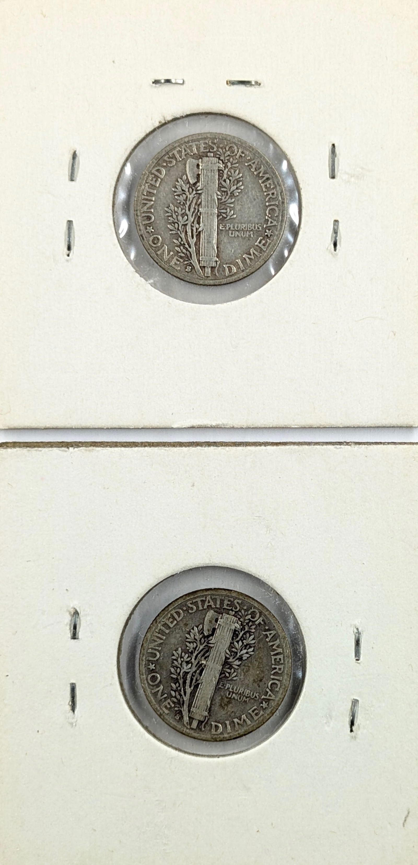 Lot of 2 Silver Mercury Dimes - 1938-S, 1939-S - 2