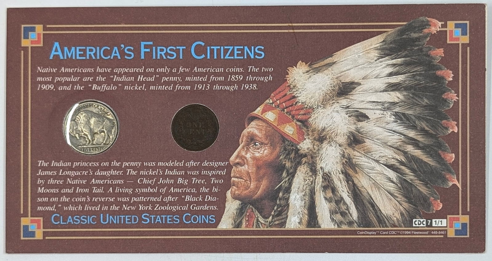 America's First Citizens Classic Coins - 1936 Buffalo Nickel, 1906 Indian Head Cent - 2