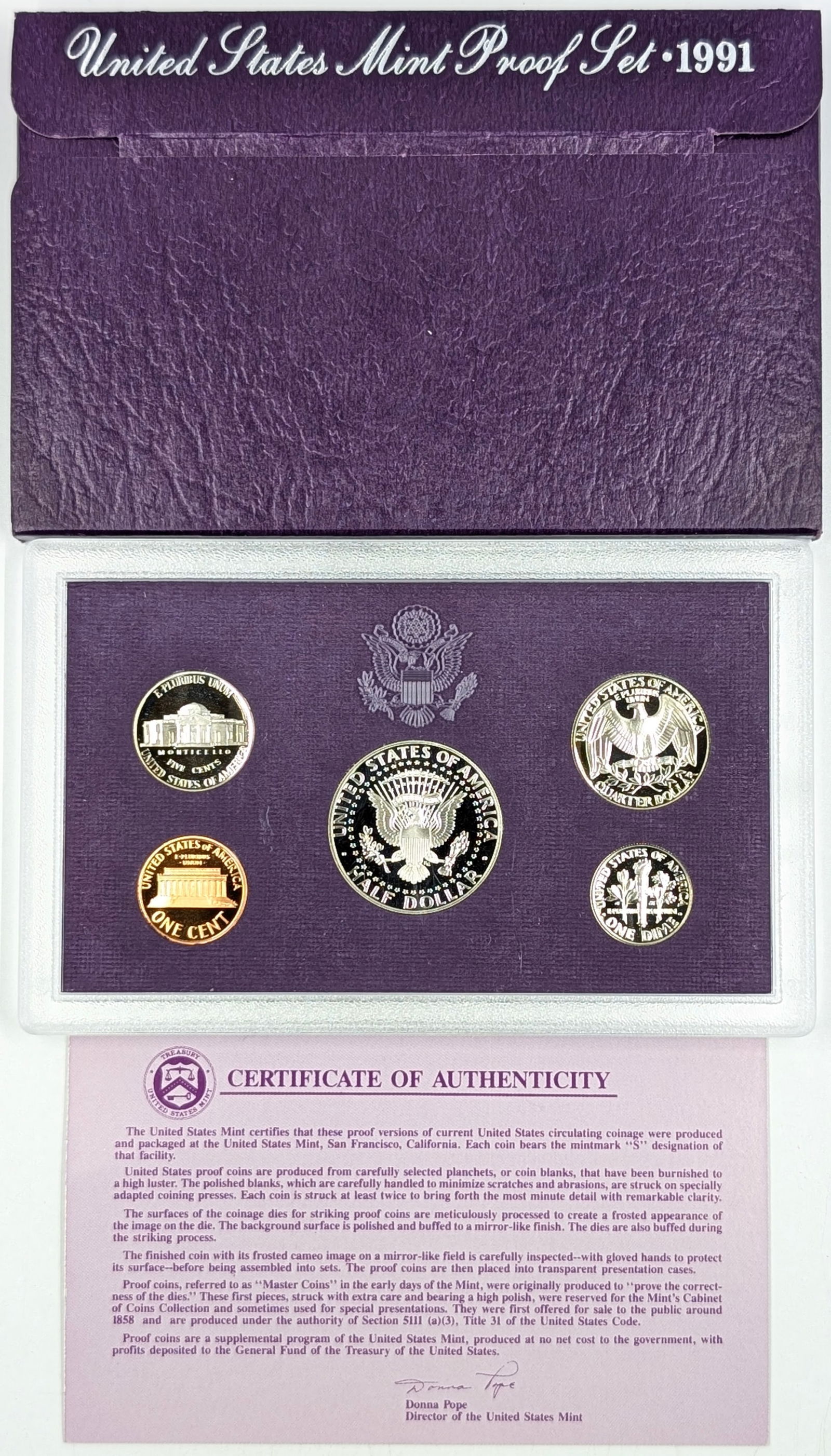 1991 US Mint Proof Set w/ COA - 2
